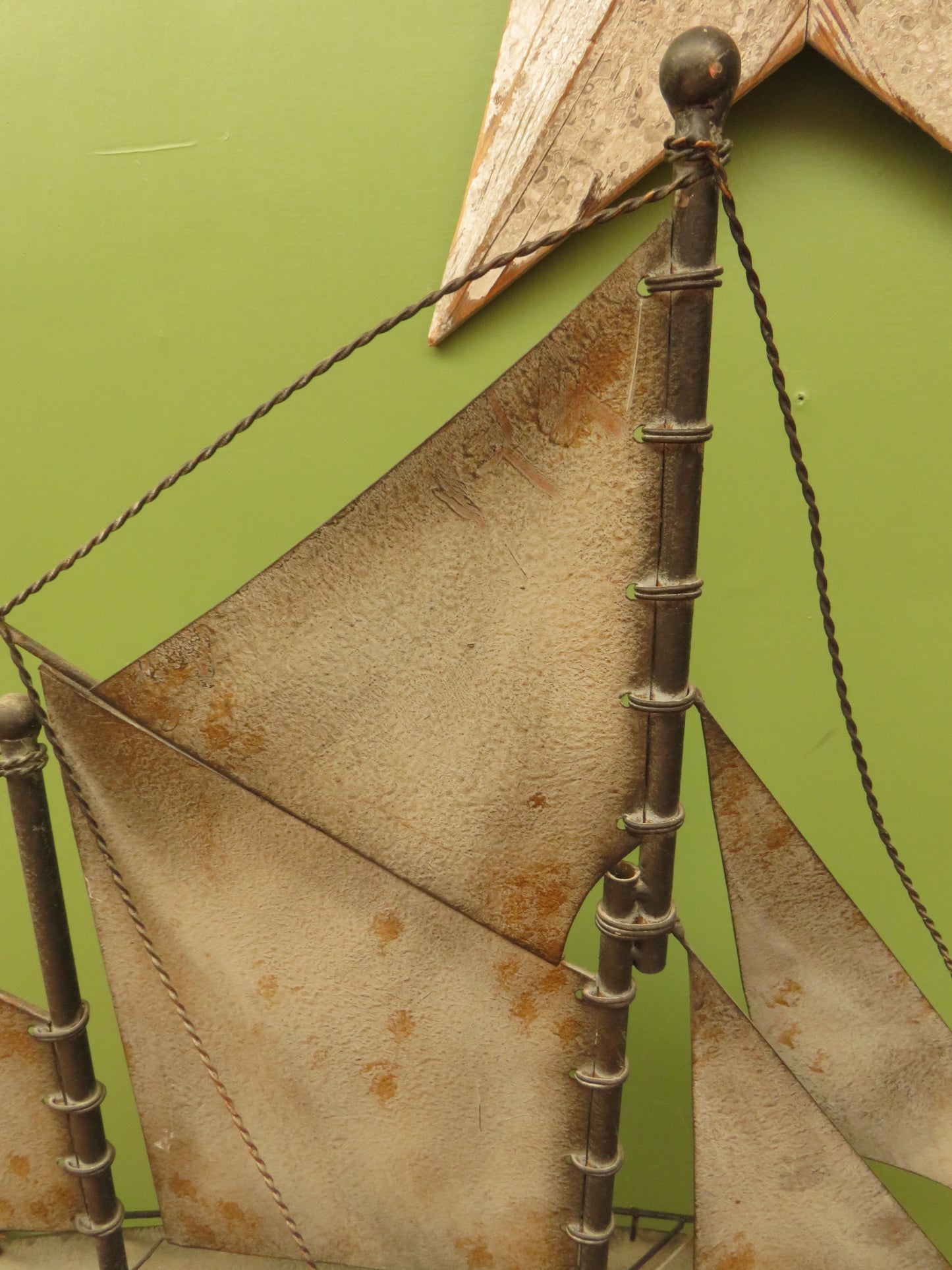 Large Vintage Metal Folk Art Model Ship