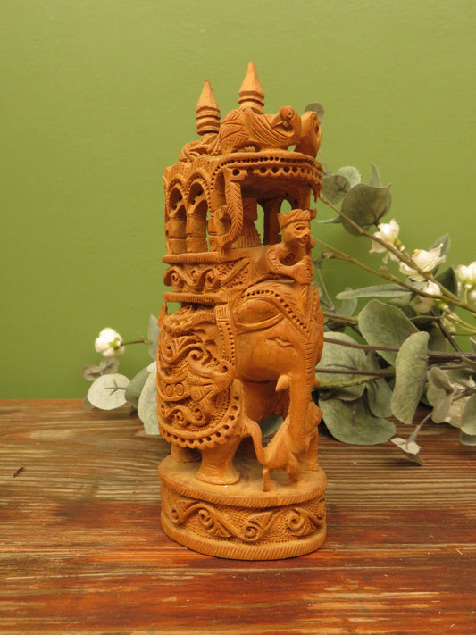Vintage Indian Hand Carved Dasara Elephant Ornament
