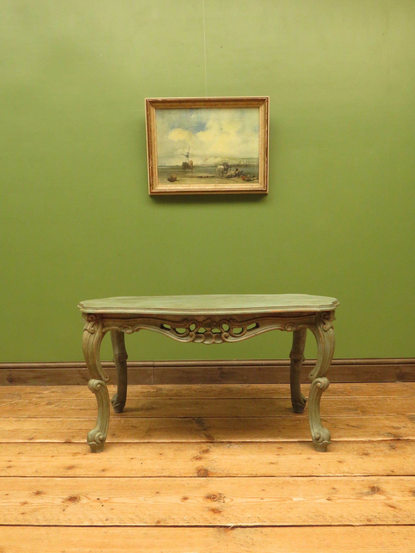 Vintage French Louis XV style Patinated Painted Coffee Table