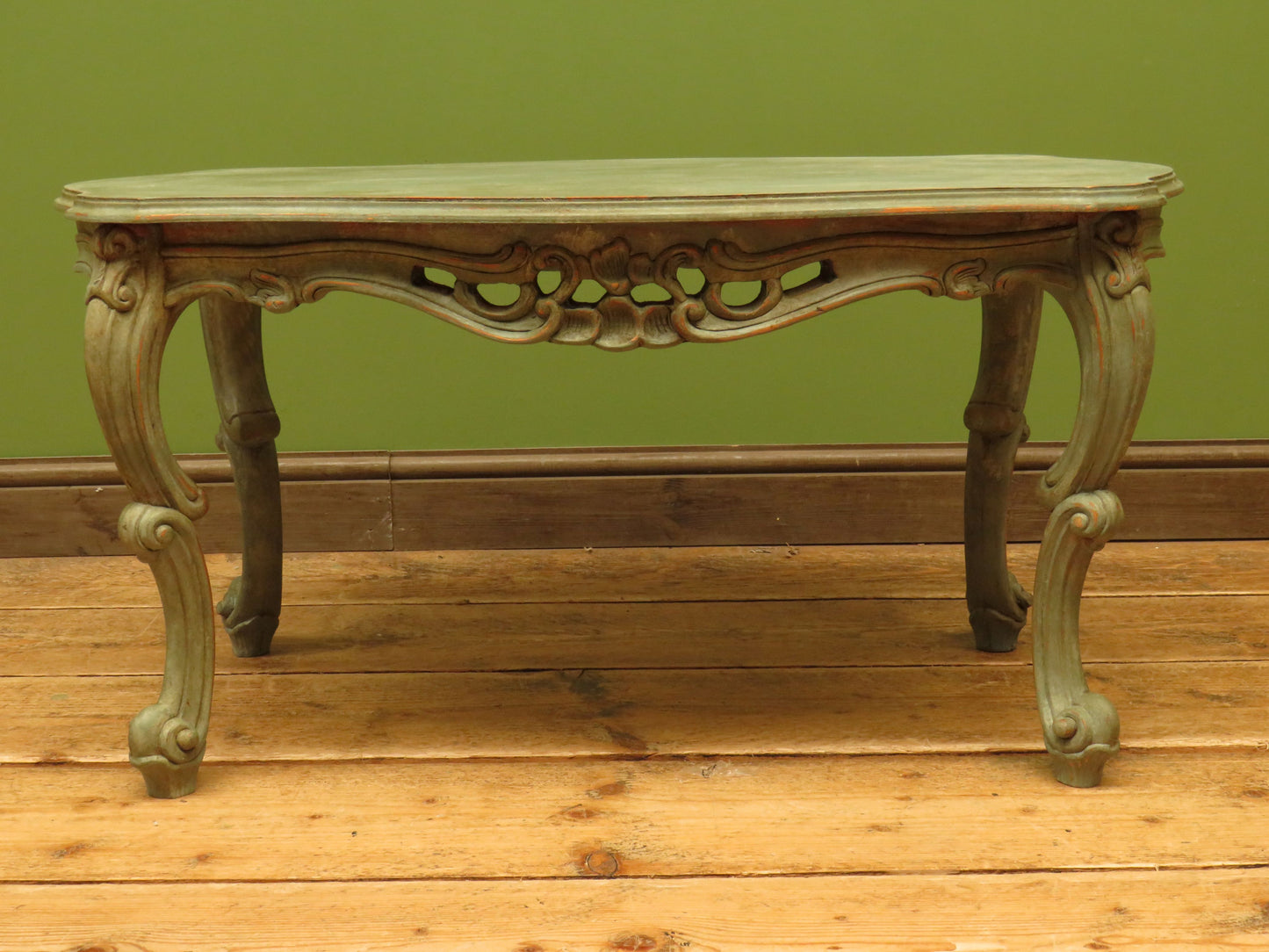 Vintage French Louis XV style Patinated Painted Coffee Table