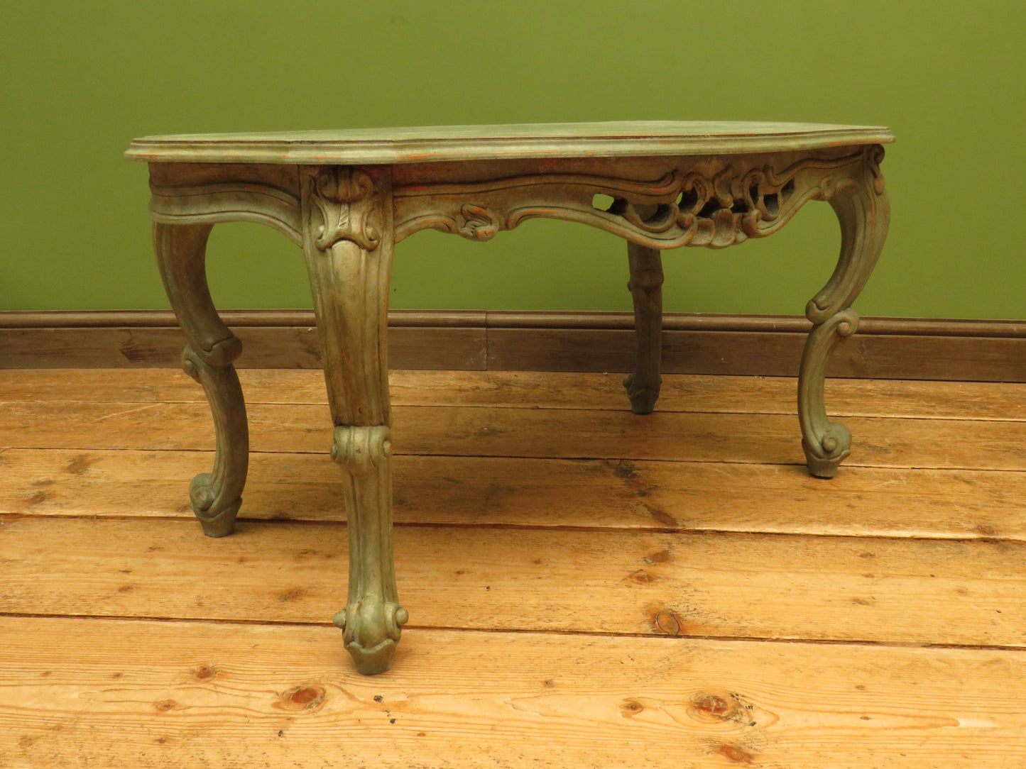 Vintage French Louis XV style Patinated Painted Coffee Table