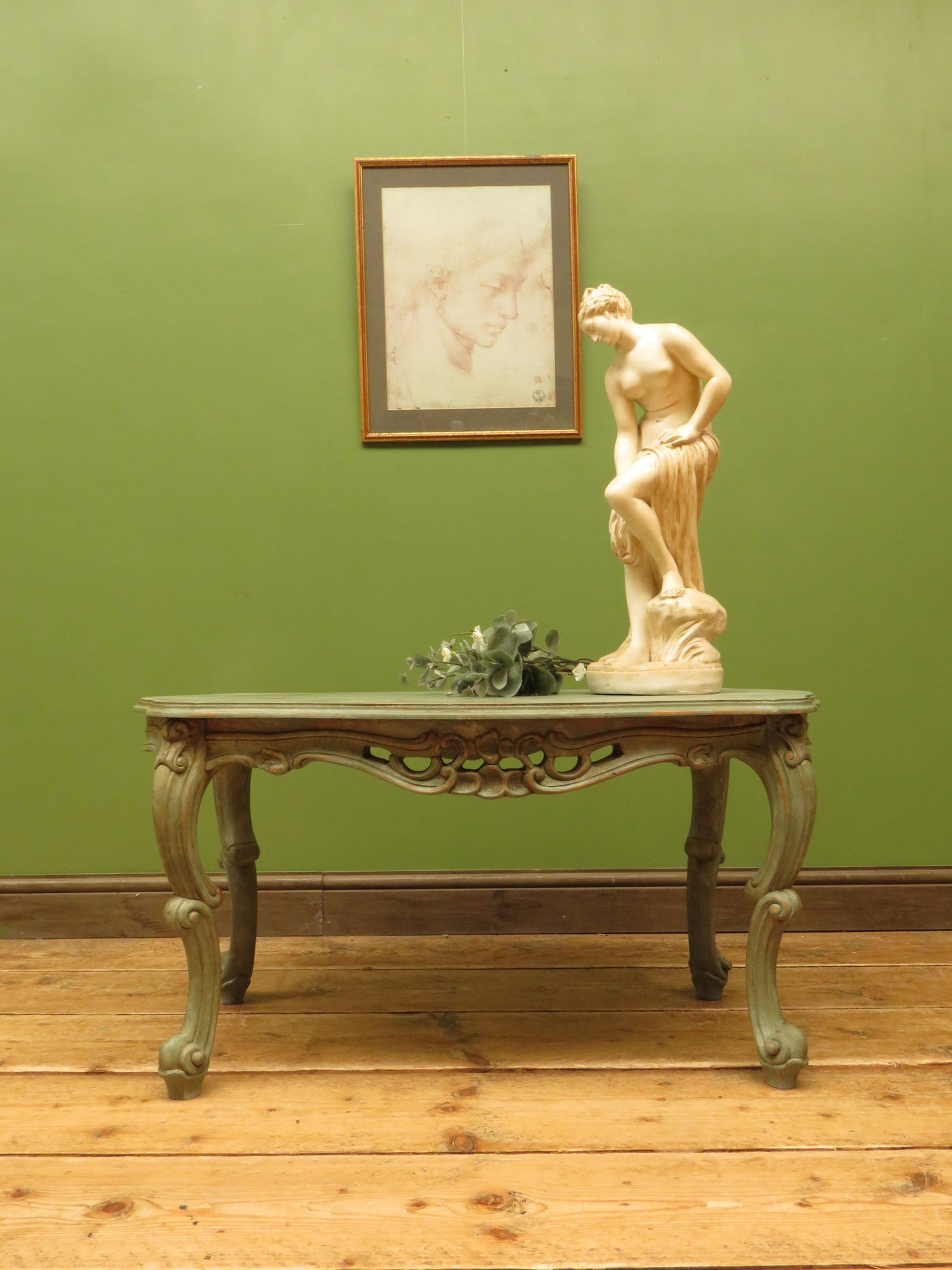 Vintage French Louis XV style Patinated Painted Coffee Table