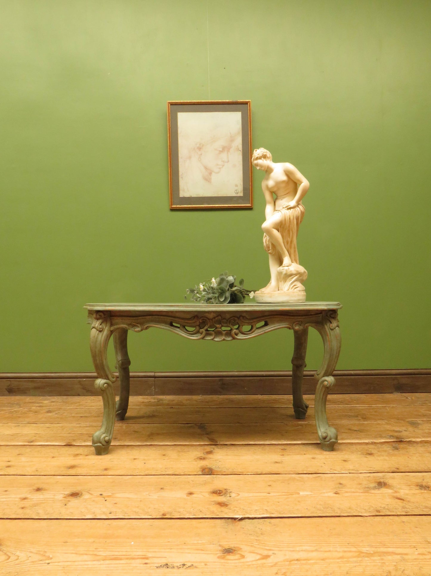 Vintage French Louis XV style Patinated Painted Coffee Table