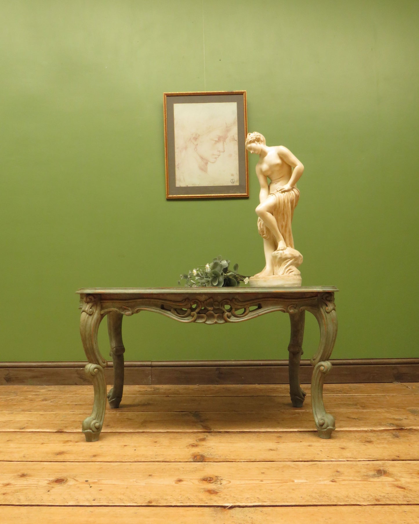 Vintage French Louis XV style Patinated Painted Coffee Table