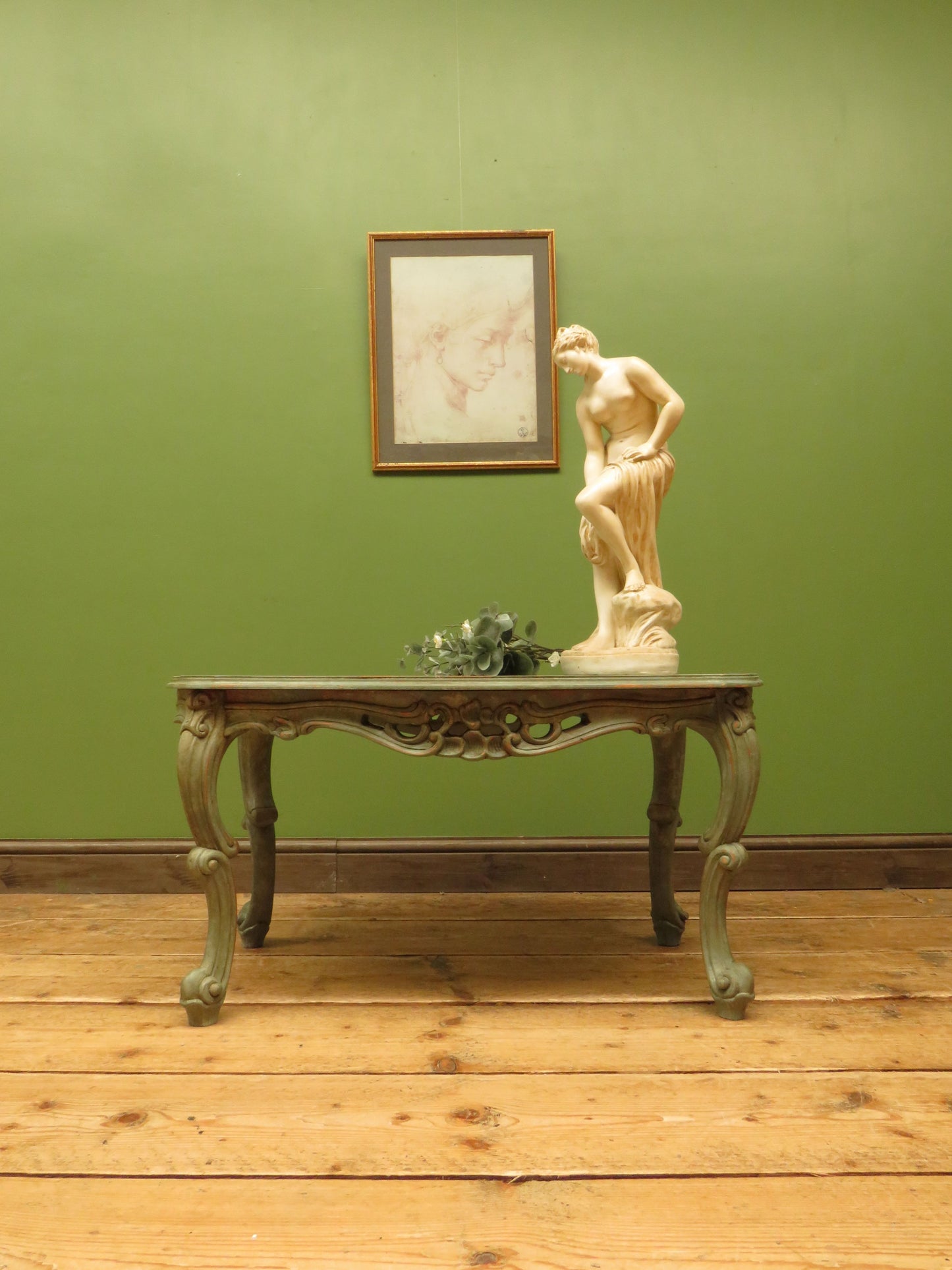 Vintage French Louis XV style Patinated Painted Coffee Table