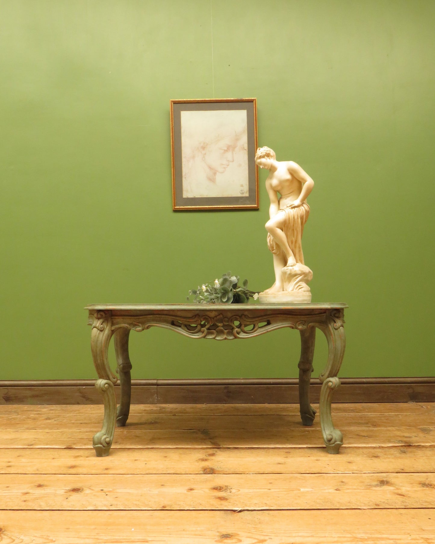 Vintage French Louis XV style Patinated Painted Coffee Table