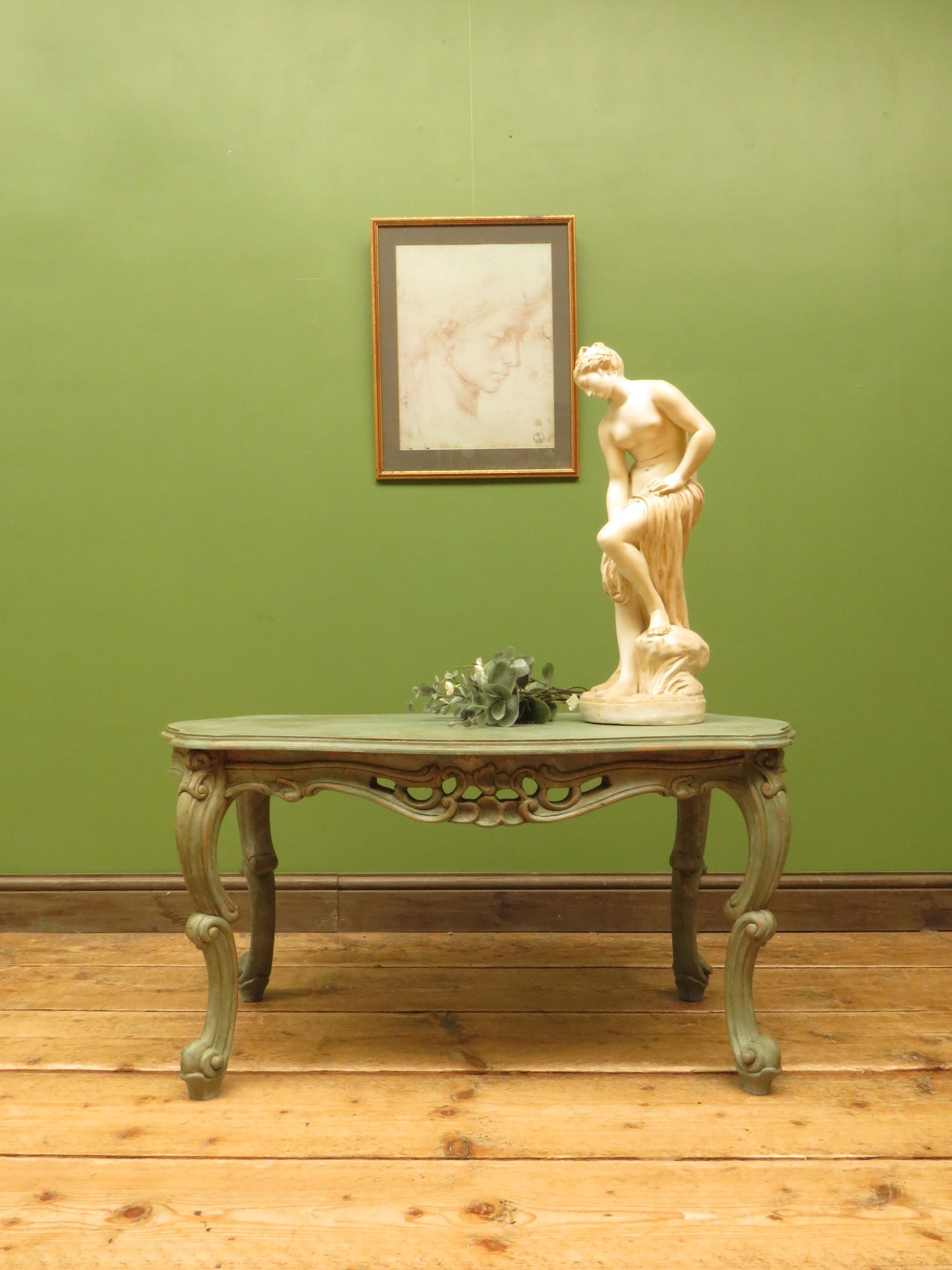 Vintage French Louis XV style Patinated Painted Coffee Table