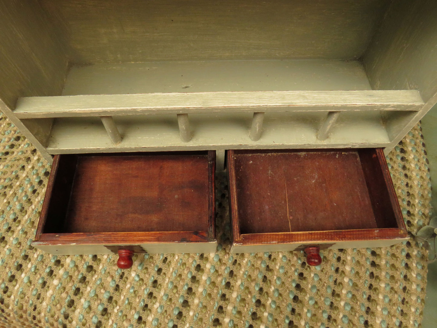 Small Painted Wall Shelf Unit with drawers