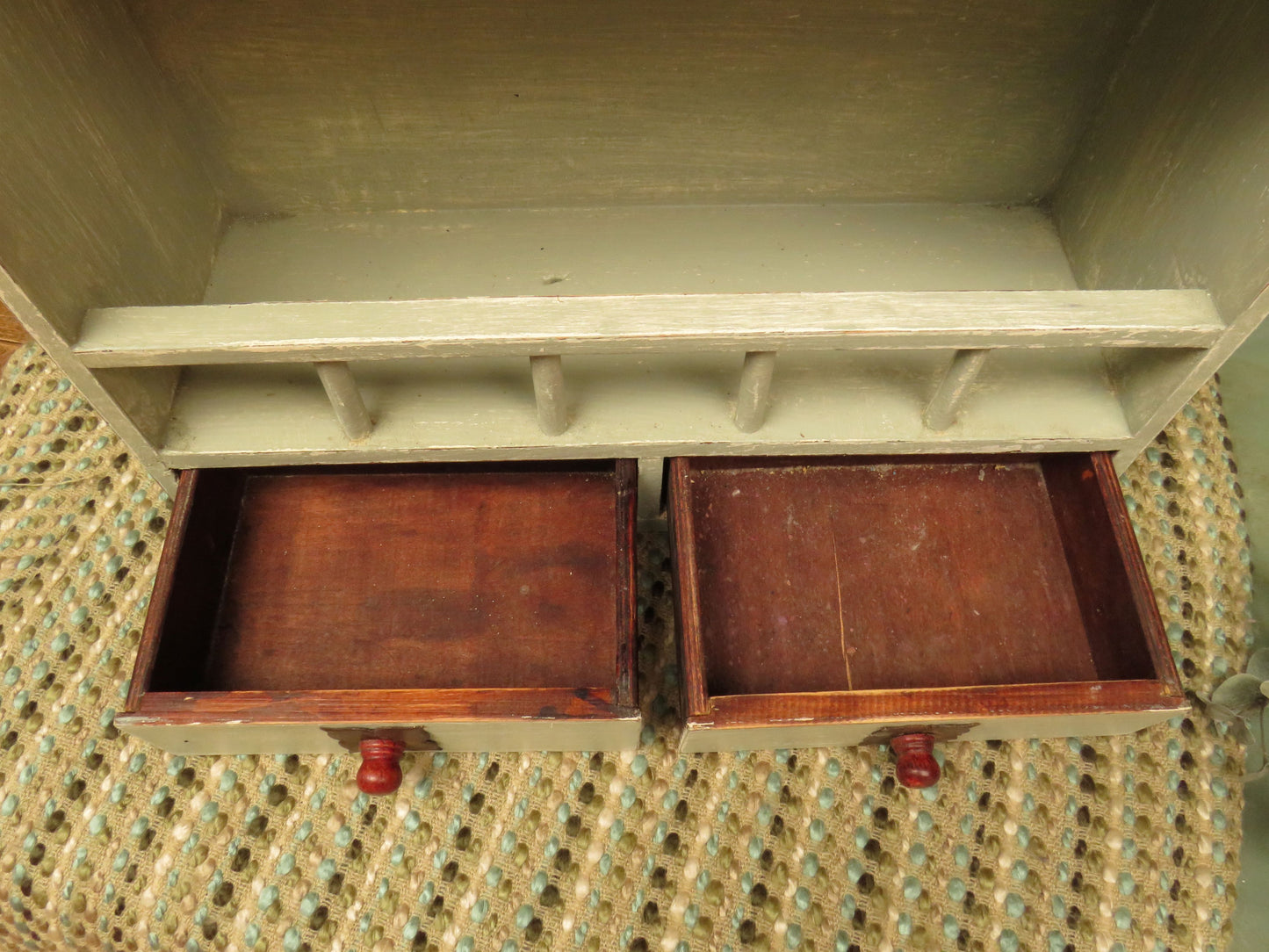 Small Painted Wall Shelf Unit with drawers