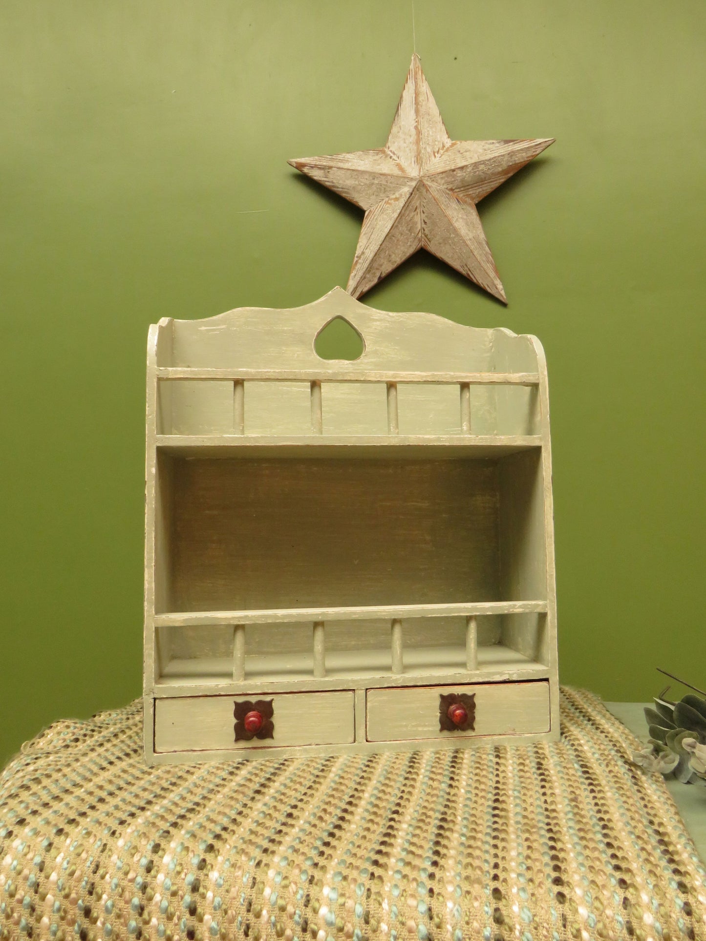 Small Painted Wall Shelf Unit with drawers