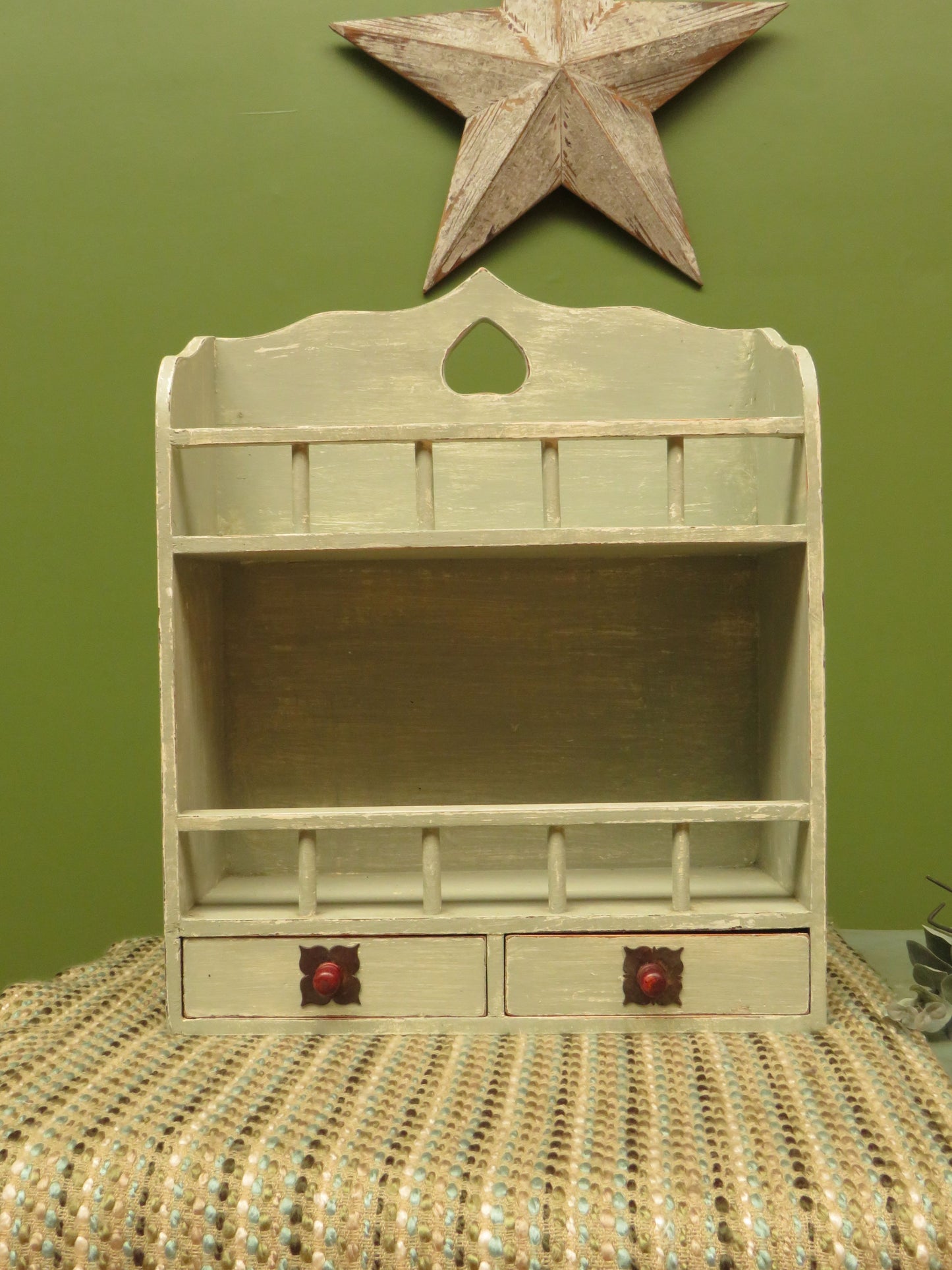 Small Painted Wall Shelf Unit with drawers