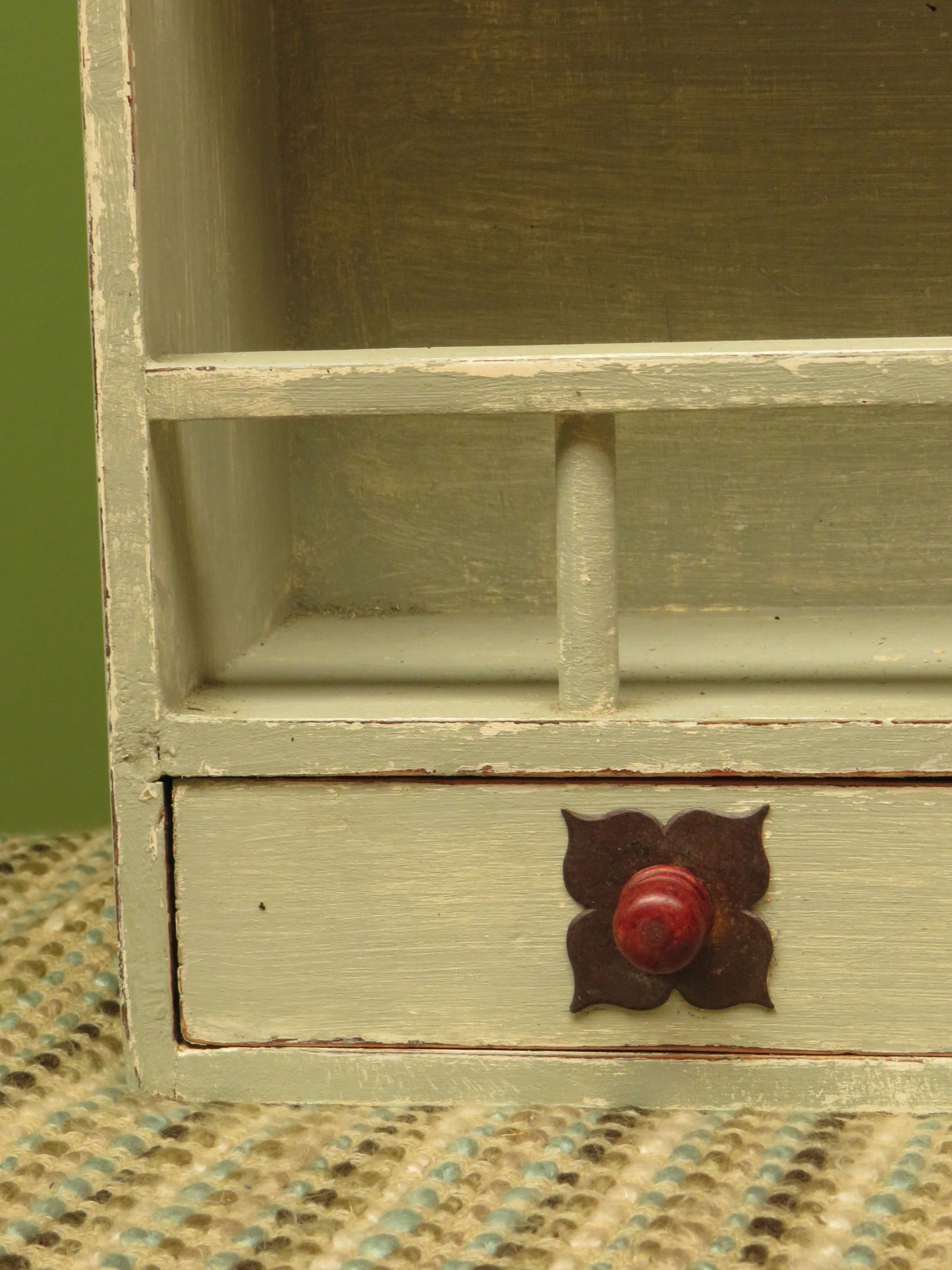 Small Painted Wall Shelf Unit with drawers