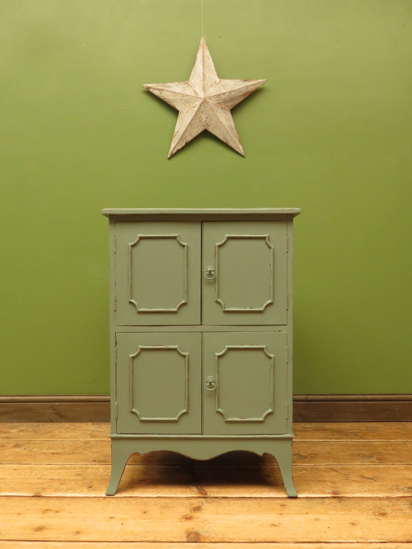 Small Green Painted Storage Cupboard with four doors