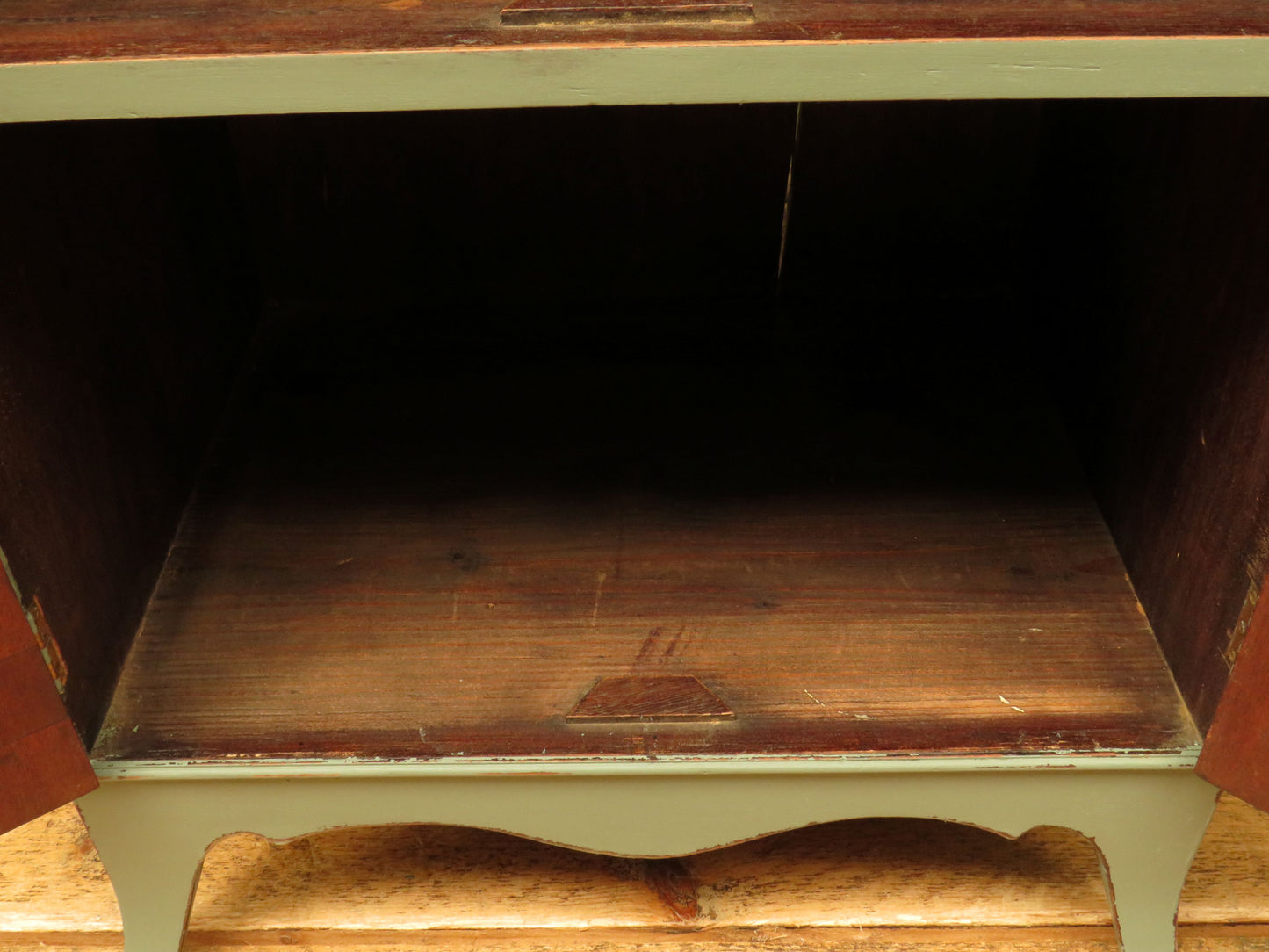 Small Green Painted Storage Cupboard with four doors