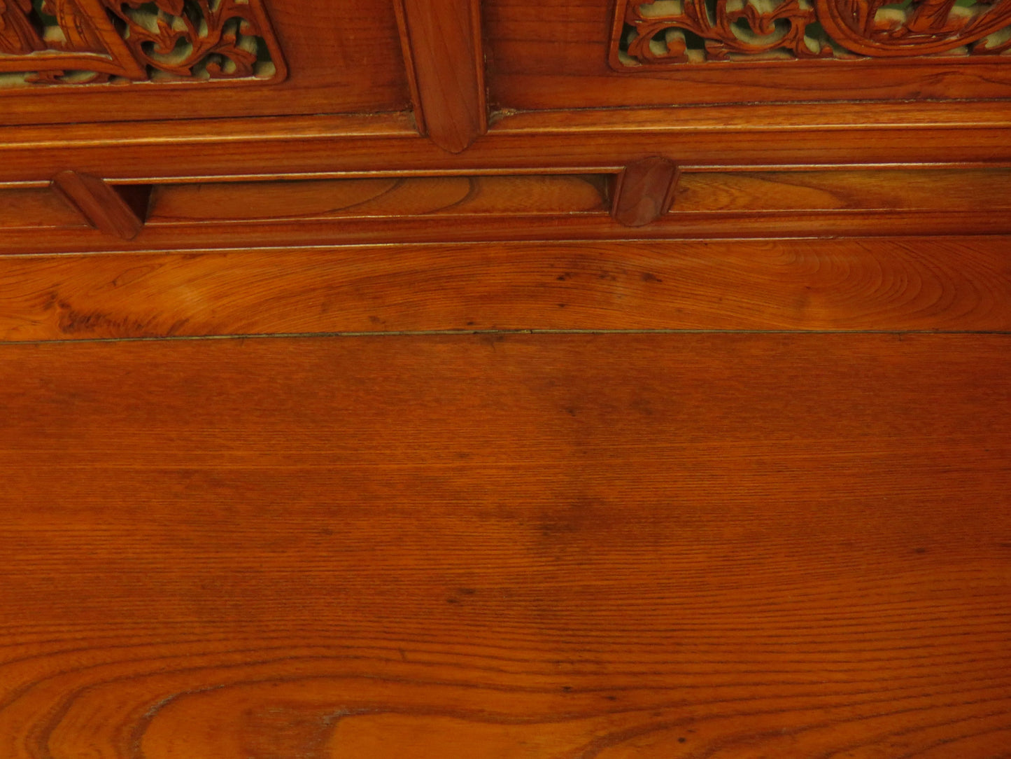 Chinese Elm Table with Ornate Carvings