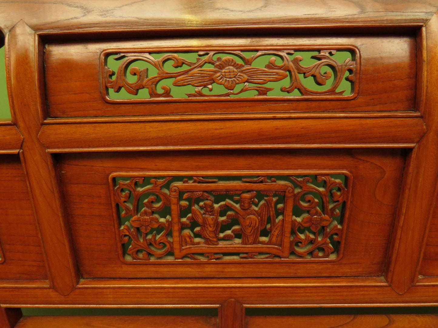 Chinese Elm Table with Ornate Carvings