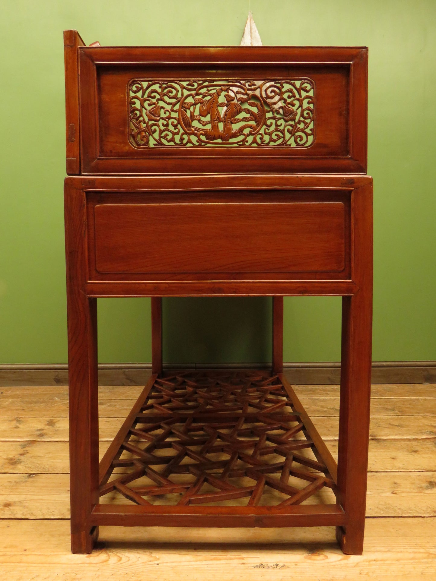 Chinese Elm Table with Ornate Carvings