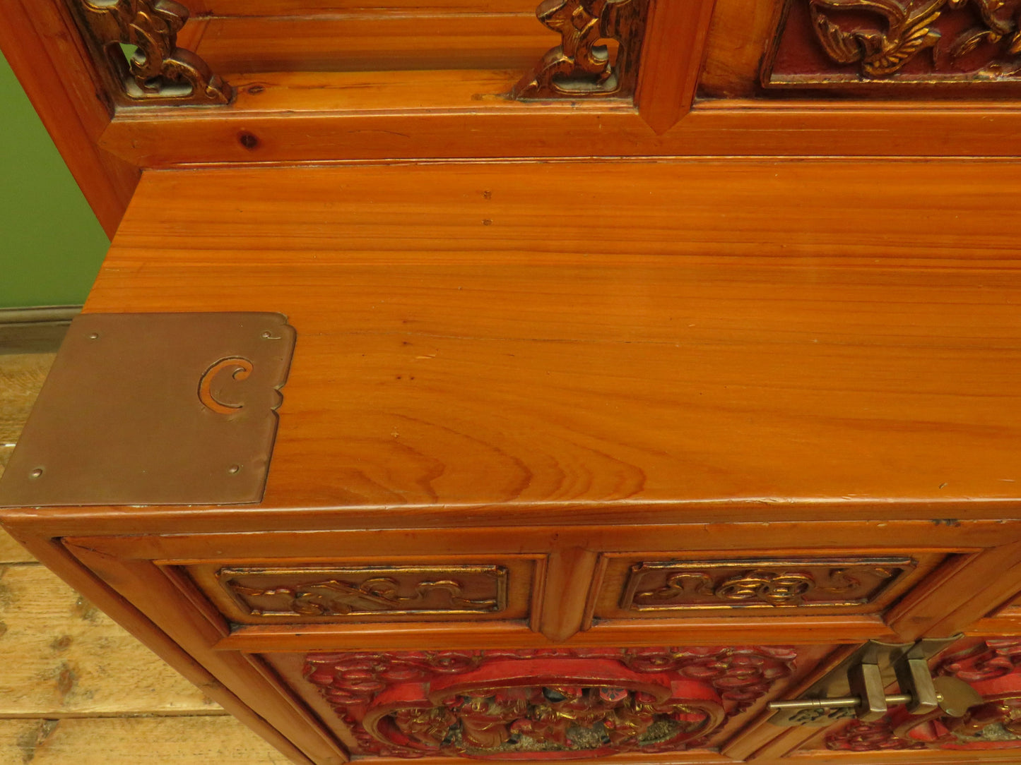 Chinese Wedding Dowry Cabinet with Ornate Carvings
