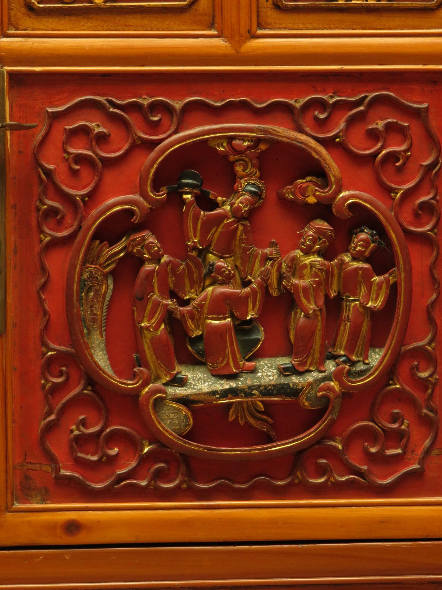 Chinese Wedding Dowry Cabinet with Ornate Carvings