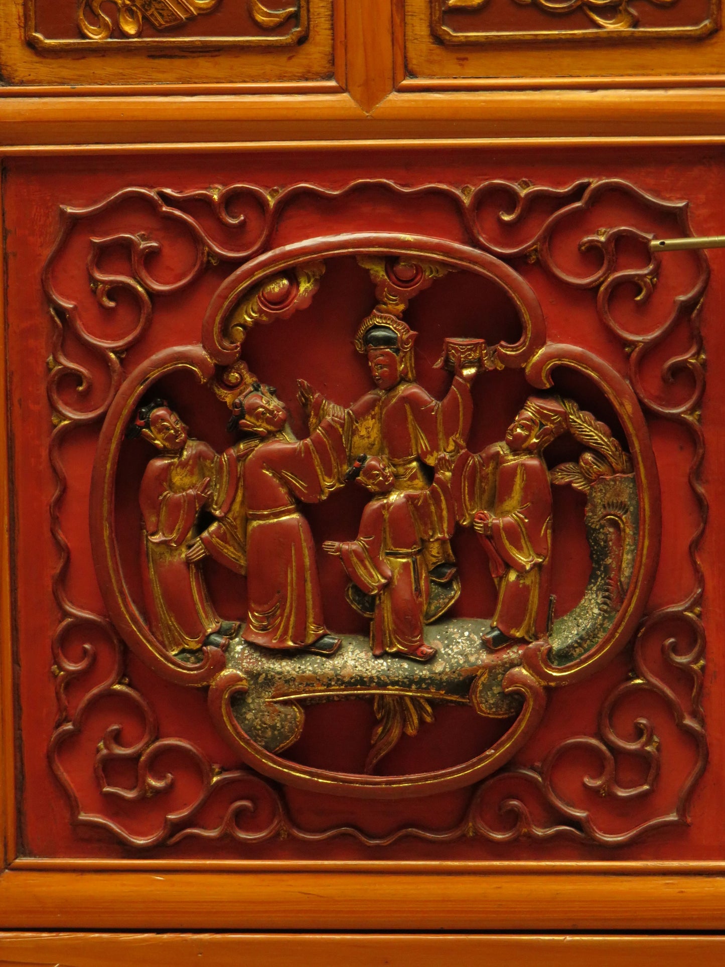 Chinese Wedding Dowry Cabinet with Ornate Carvings