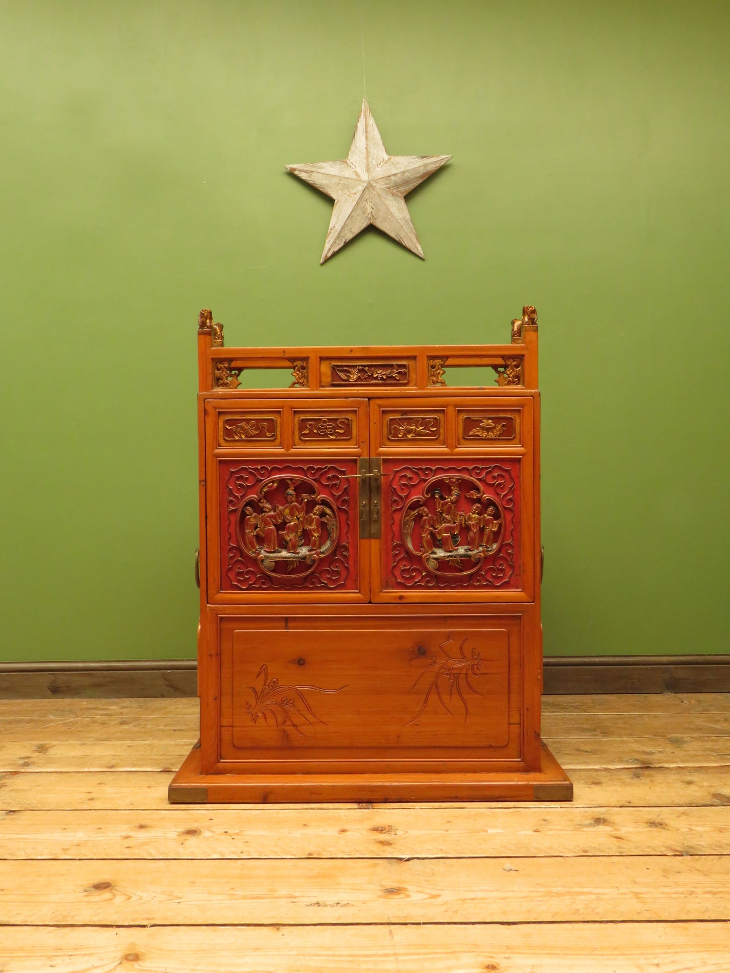 Chinese Wedding Dowry Cabinet with Ornate Carvings