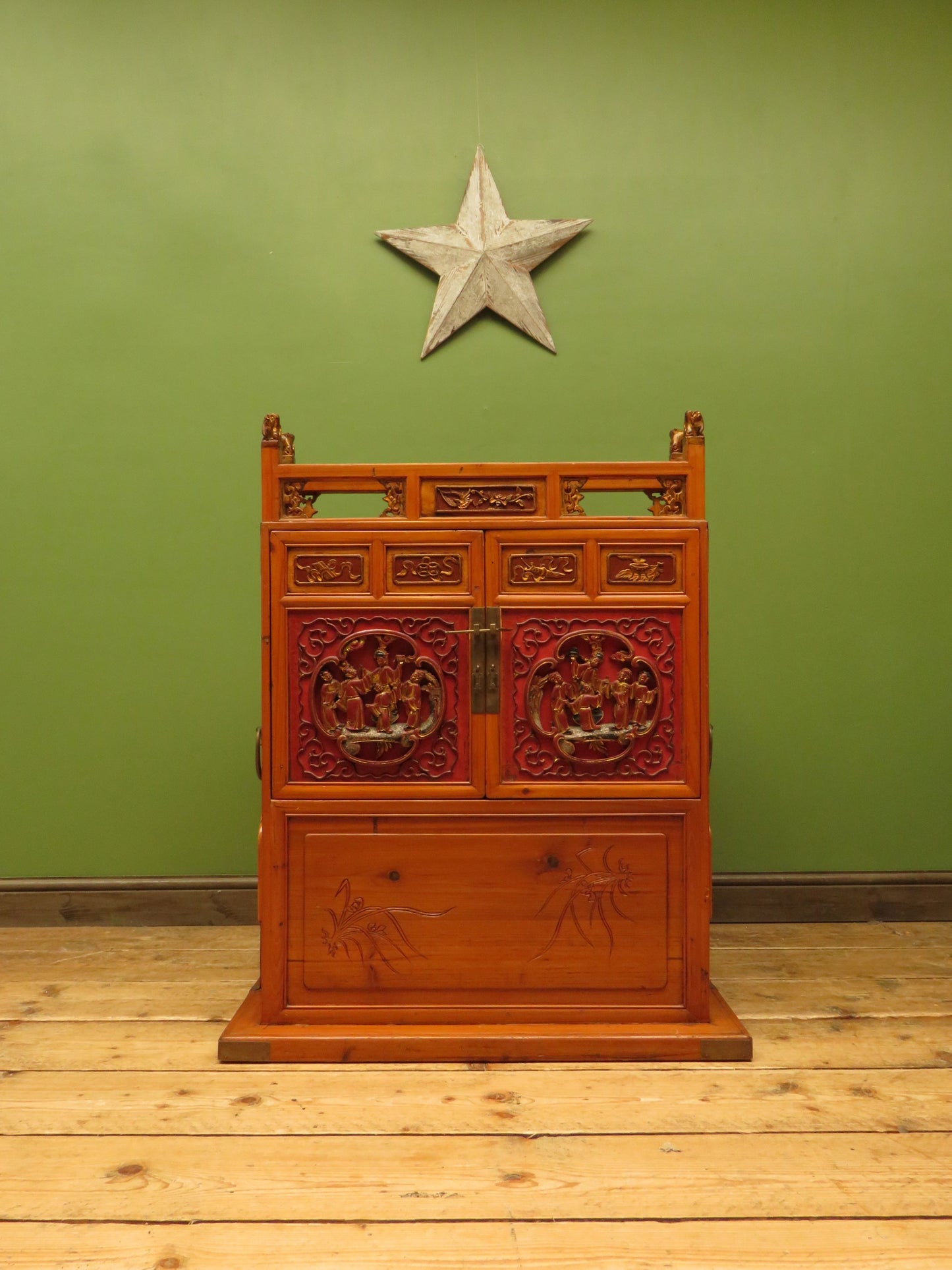 Chinese Wedding Dowry Cabinet with Ornate Carvings