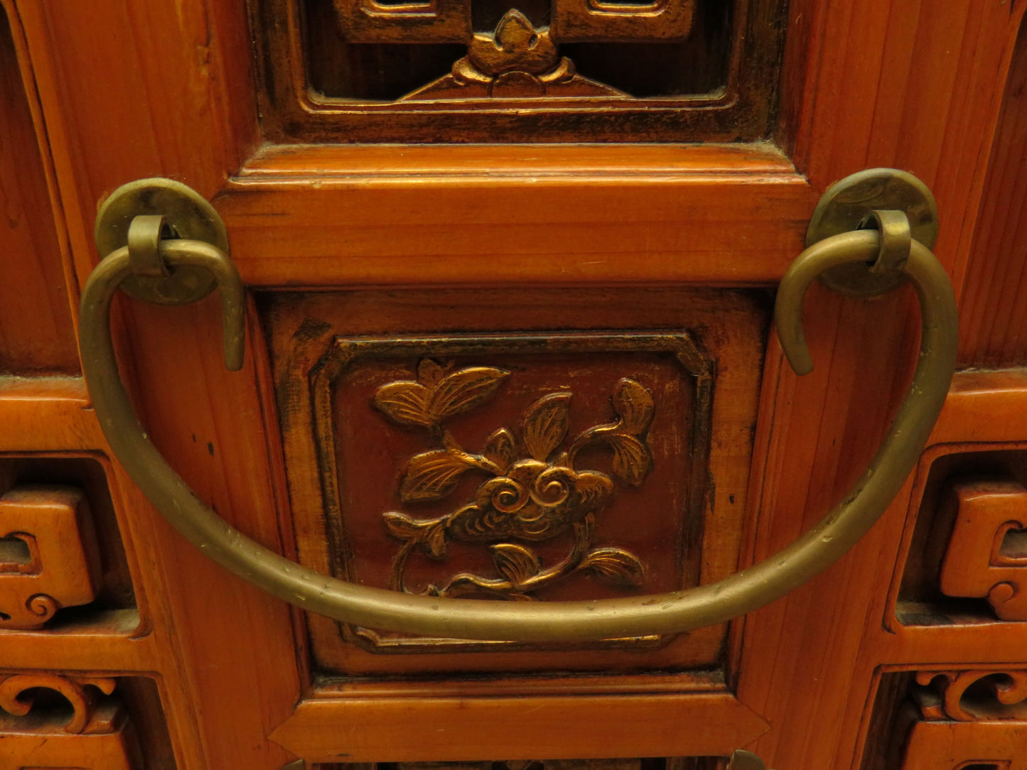 Chinese Wedding Dowry Cabinet with Ornate Carvings