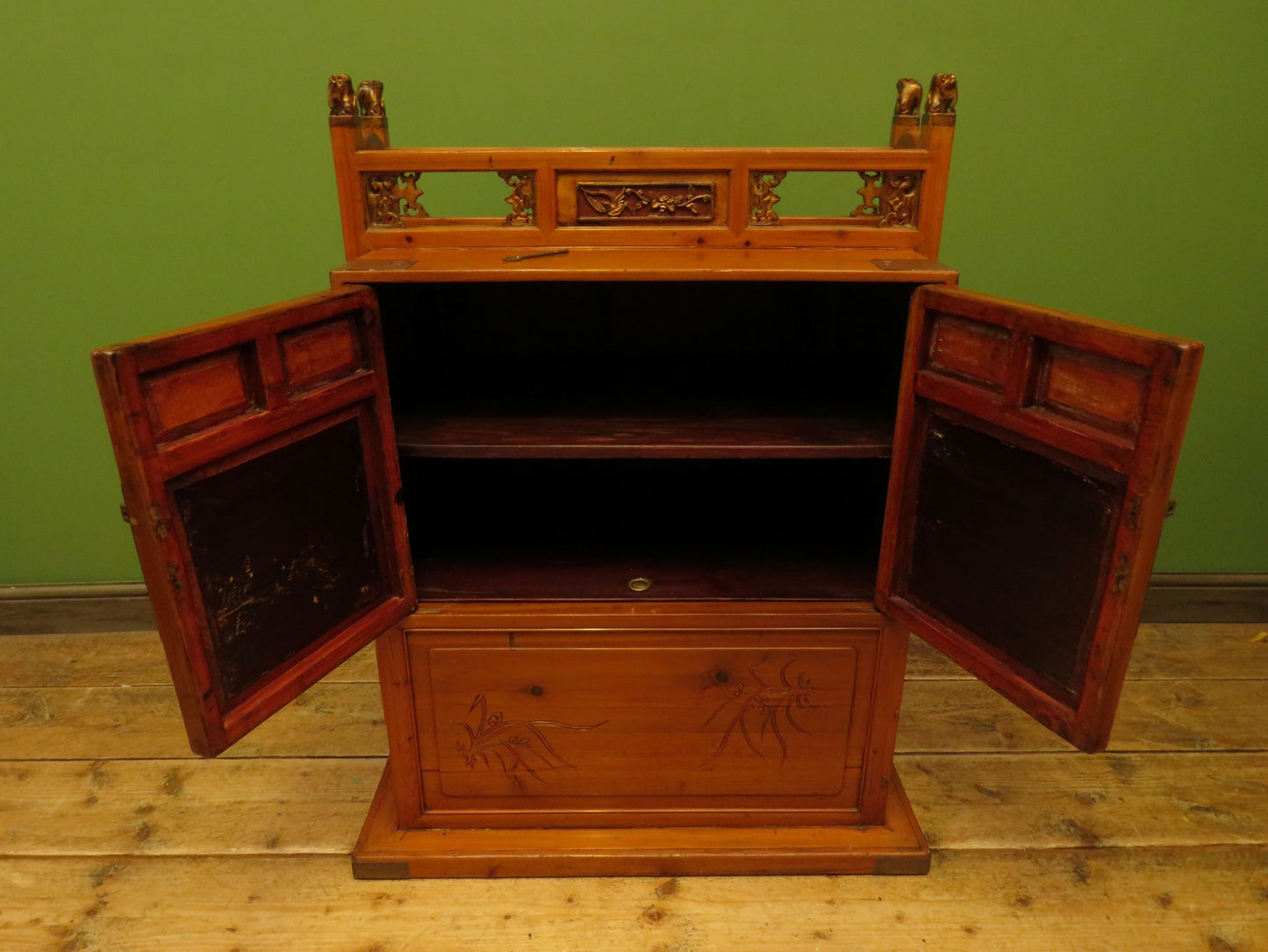Chinese Wedding Dowry Cabinet with Ornate Carvings