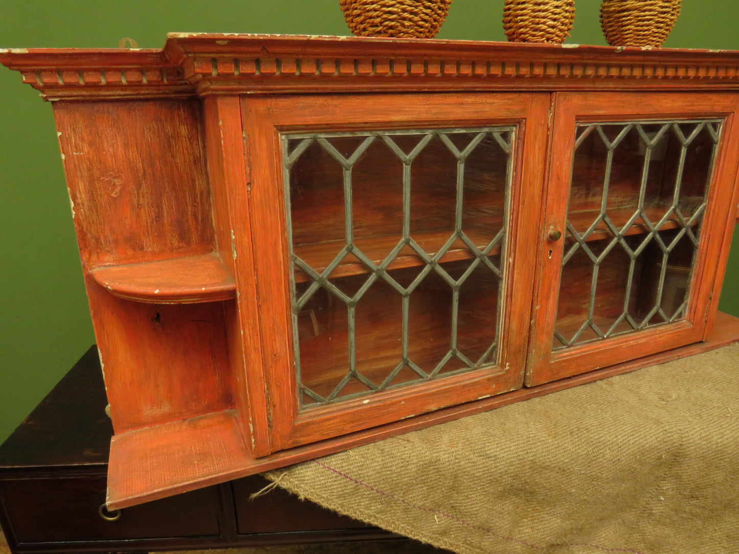 Bohemian Painted Wall Cabinet with Glazed doors
