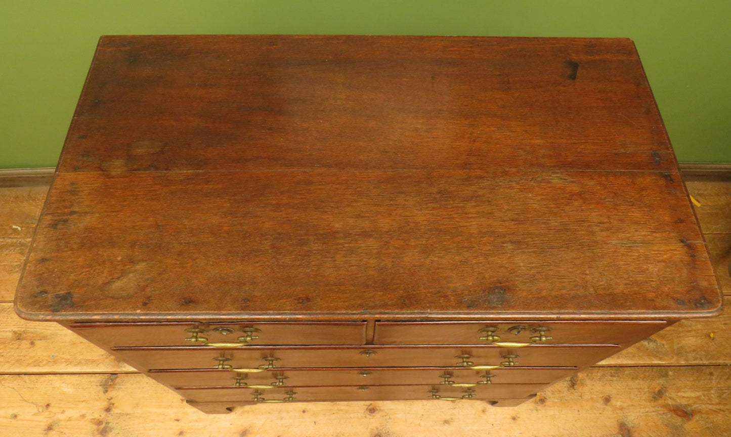 18th Century Cottage Oak Chest of Drawers in two parts
