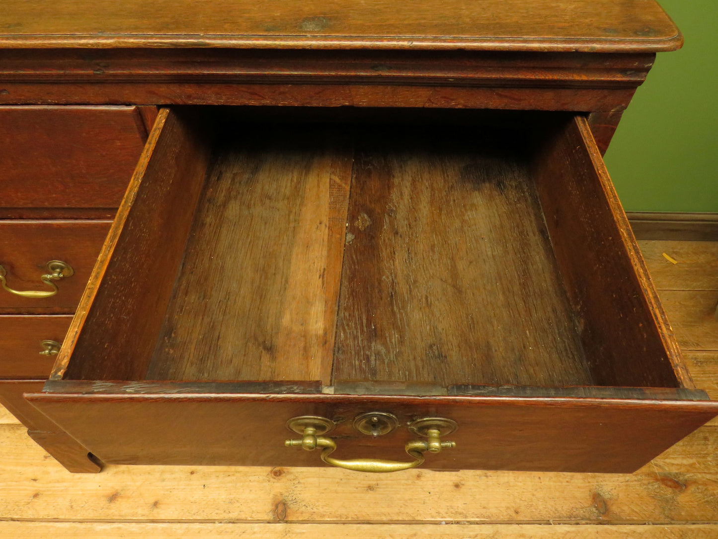 18th Century Cottage Oak Chest of Drawers in two parts