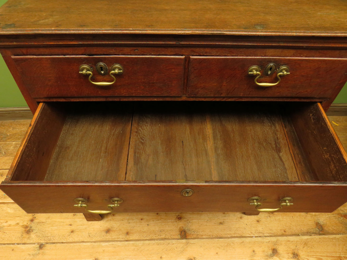 18th Century Cottage Oak Chest of Drawers in two parts