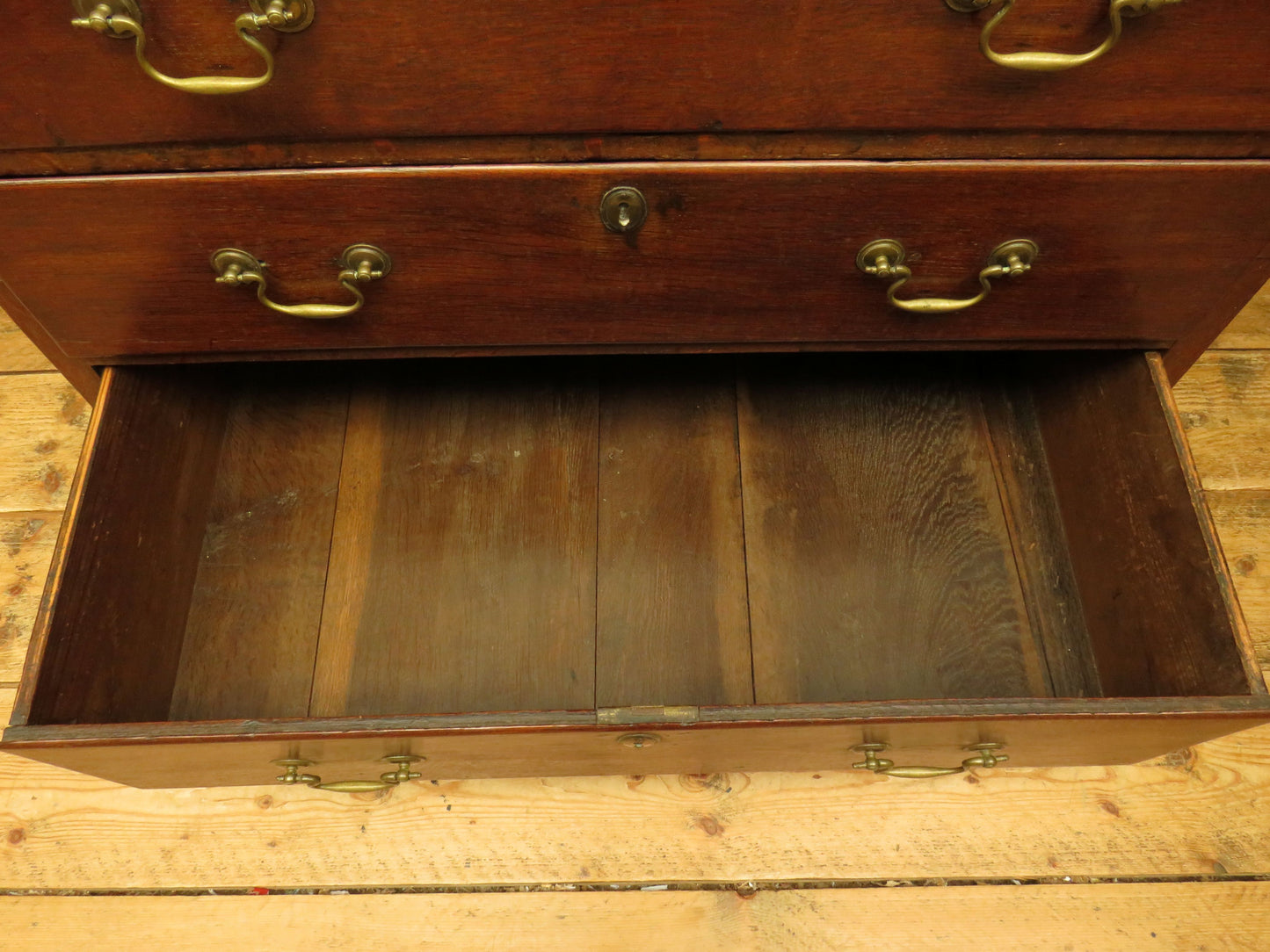 18th Century Cottage Oak Chest of Drawers in two parts