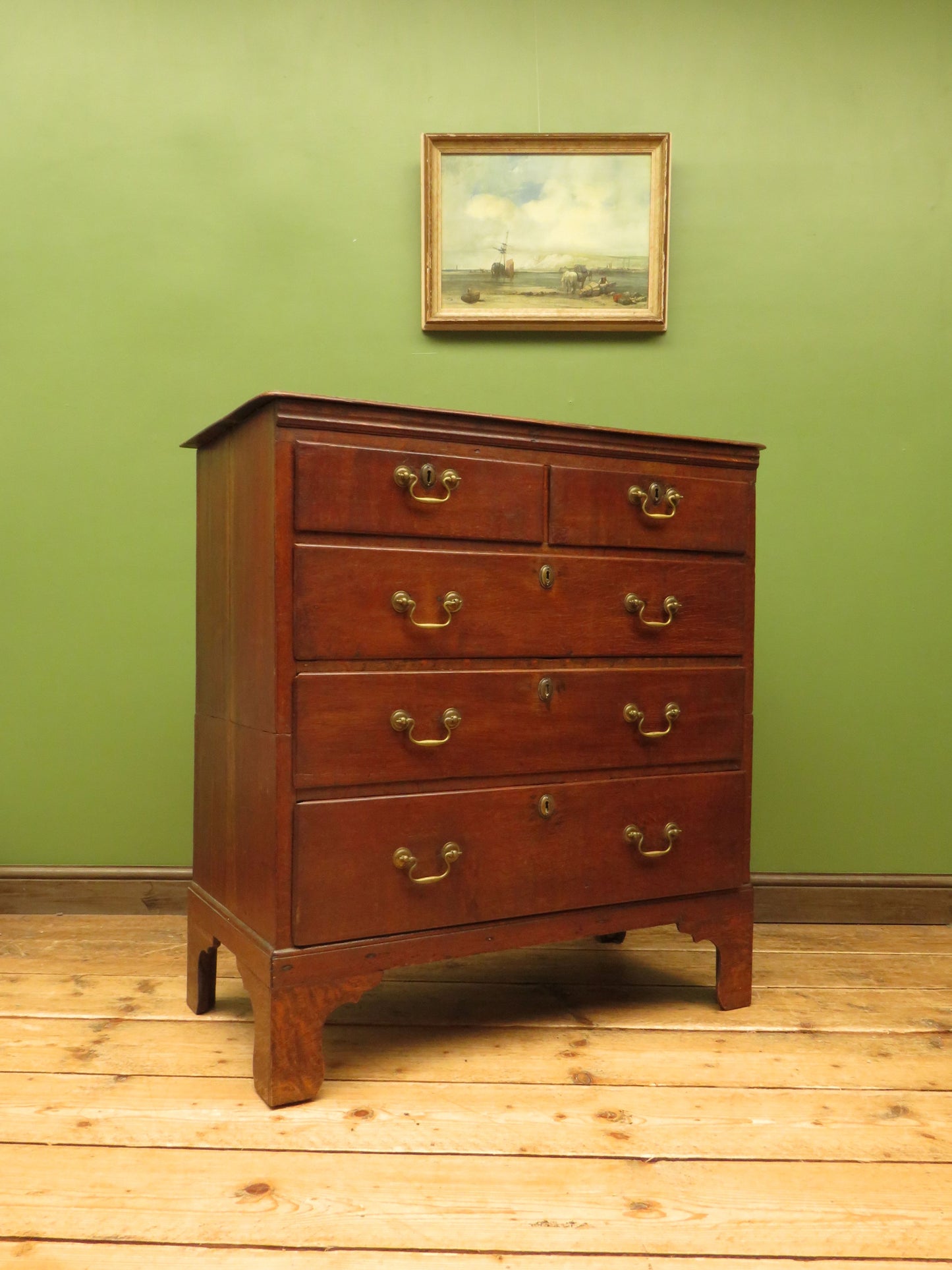 18th Century Cottage Oak Chest of Drawers in two parts