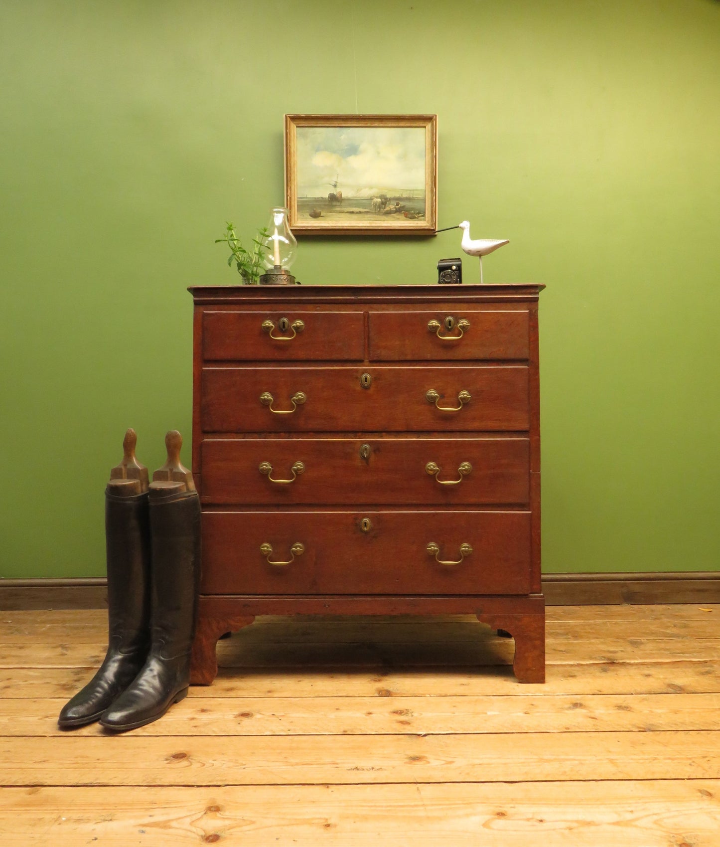 18th Century Cottage Oak Chest of Drawers in two parts