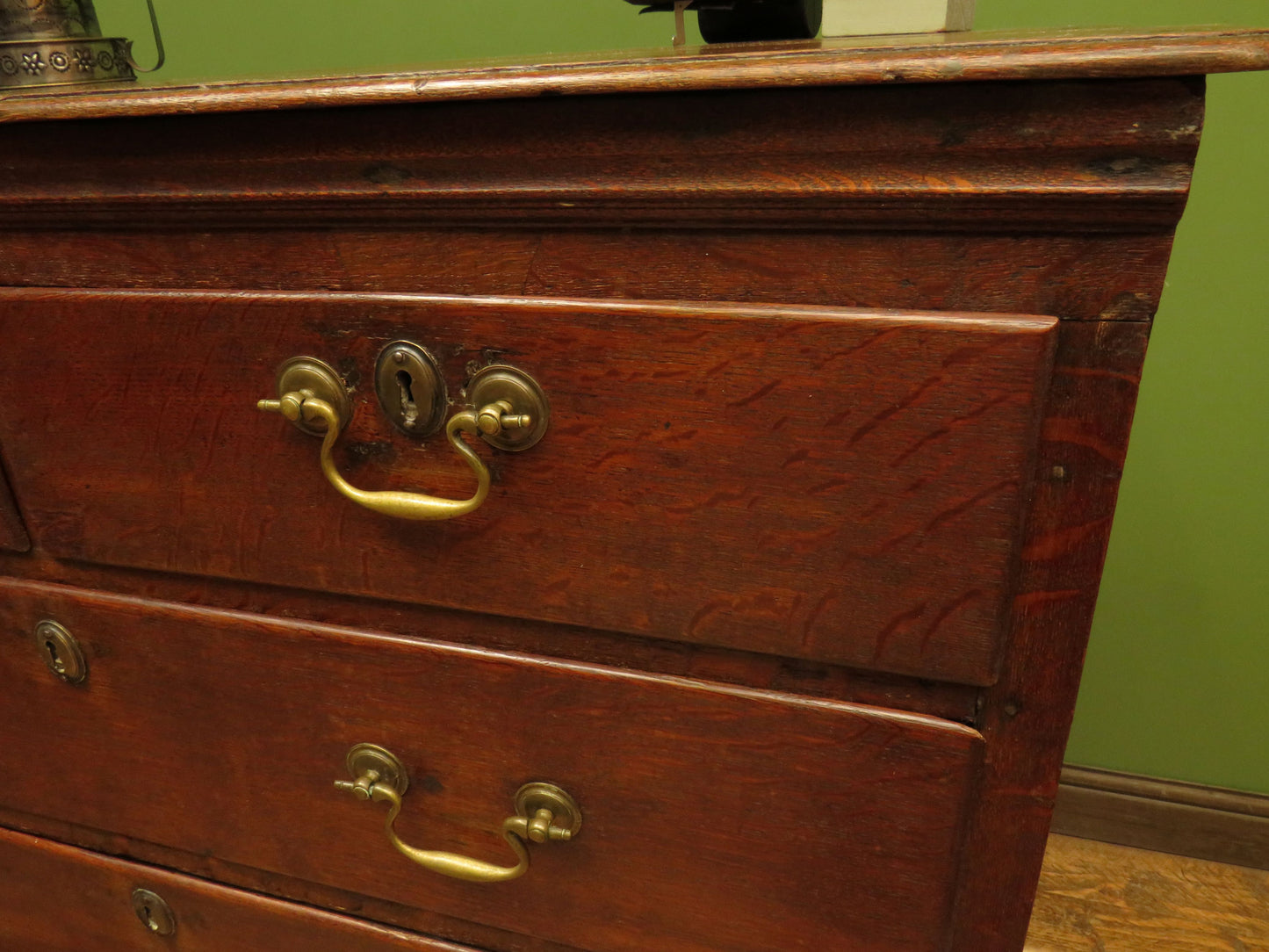 18th Century Cottage Oak Chest of Drawers in two parts