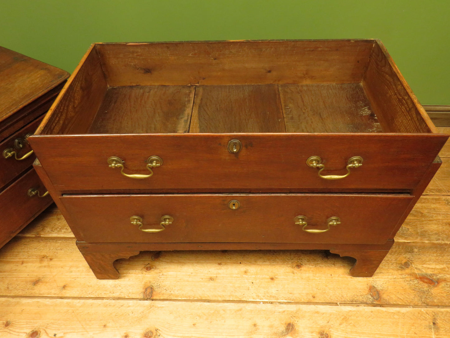 18th Century Cottage Oak Chest of Drawers in two parts