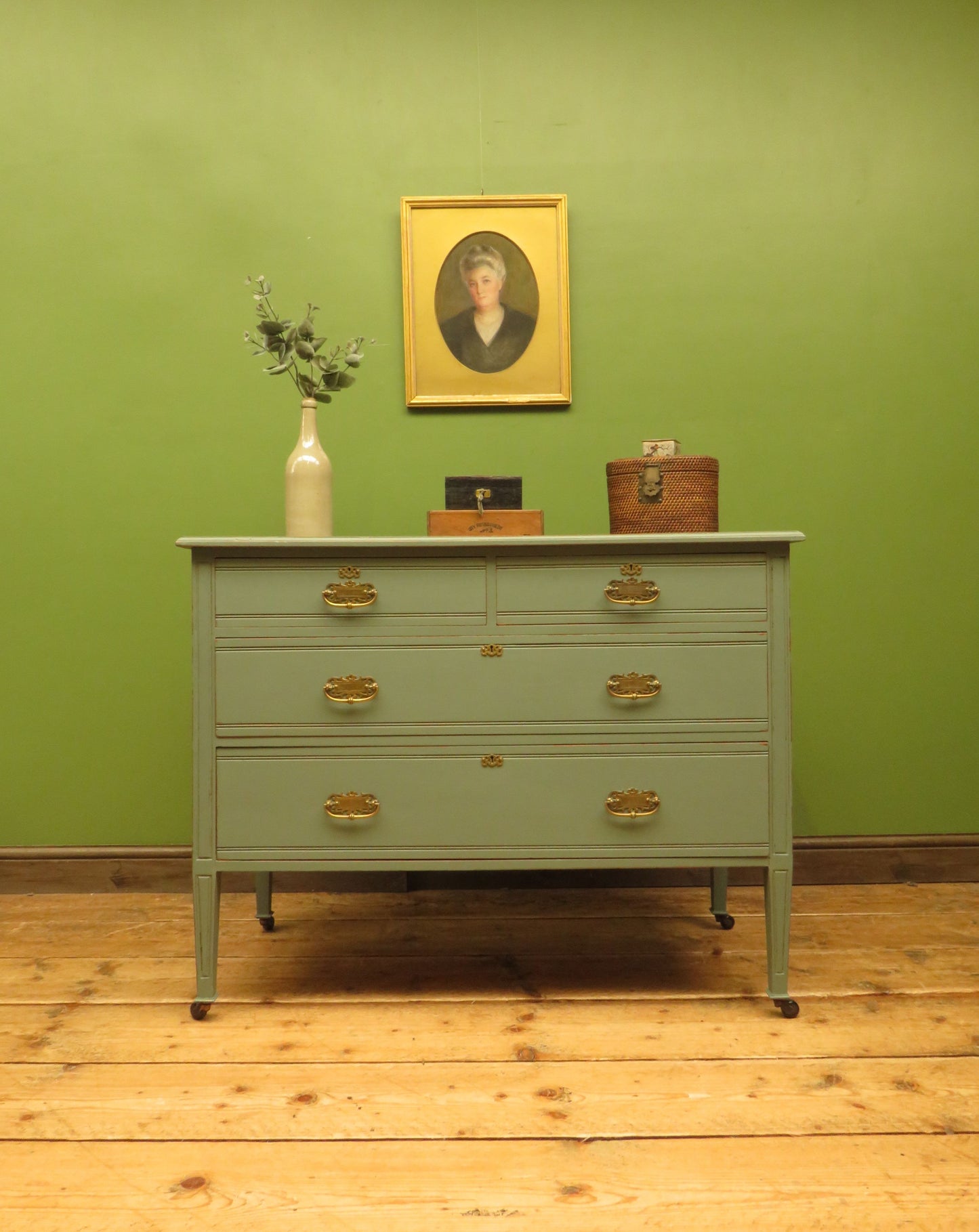 Antique Green Painted Chest of Drawers