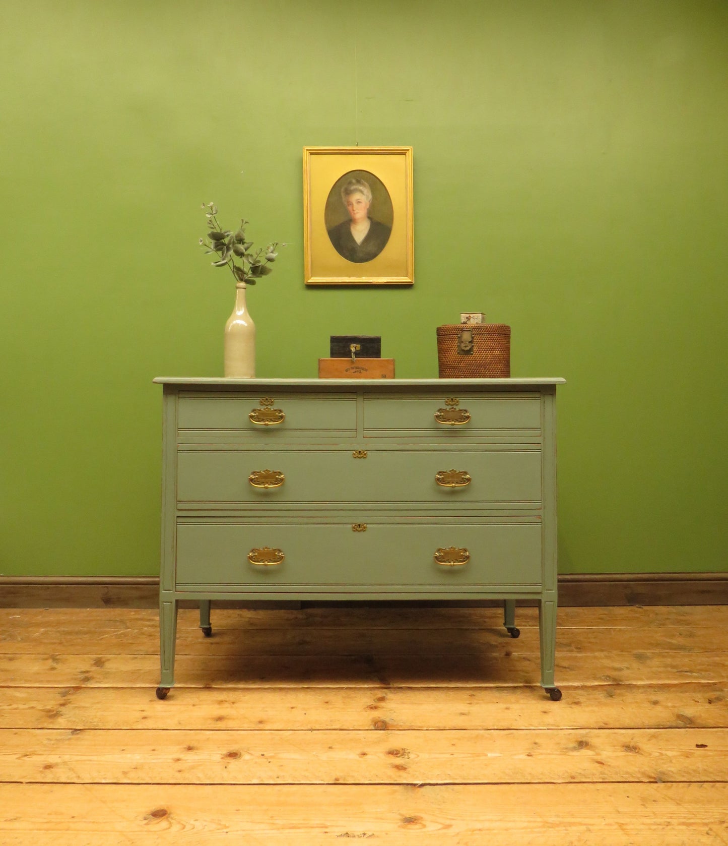 Antique Green Painted Chest of Drawers