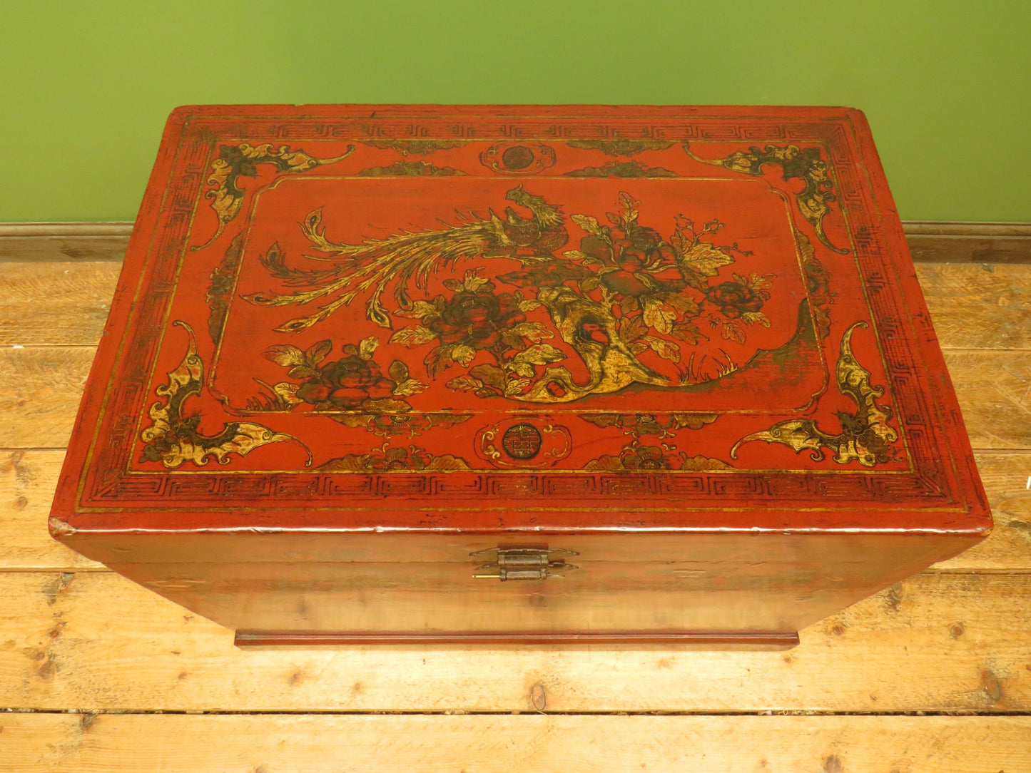 Early 20th Century Chinese Red Lacquered Blanket Chest