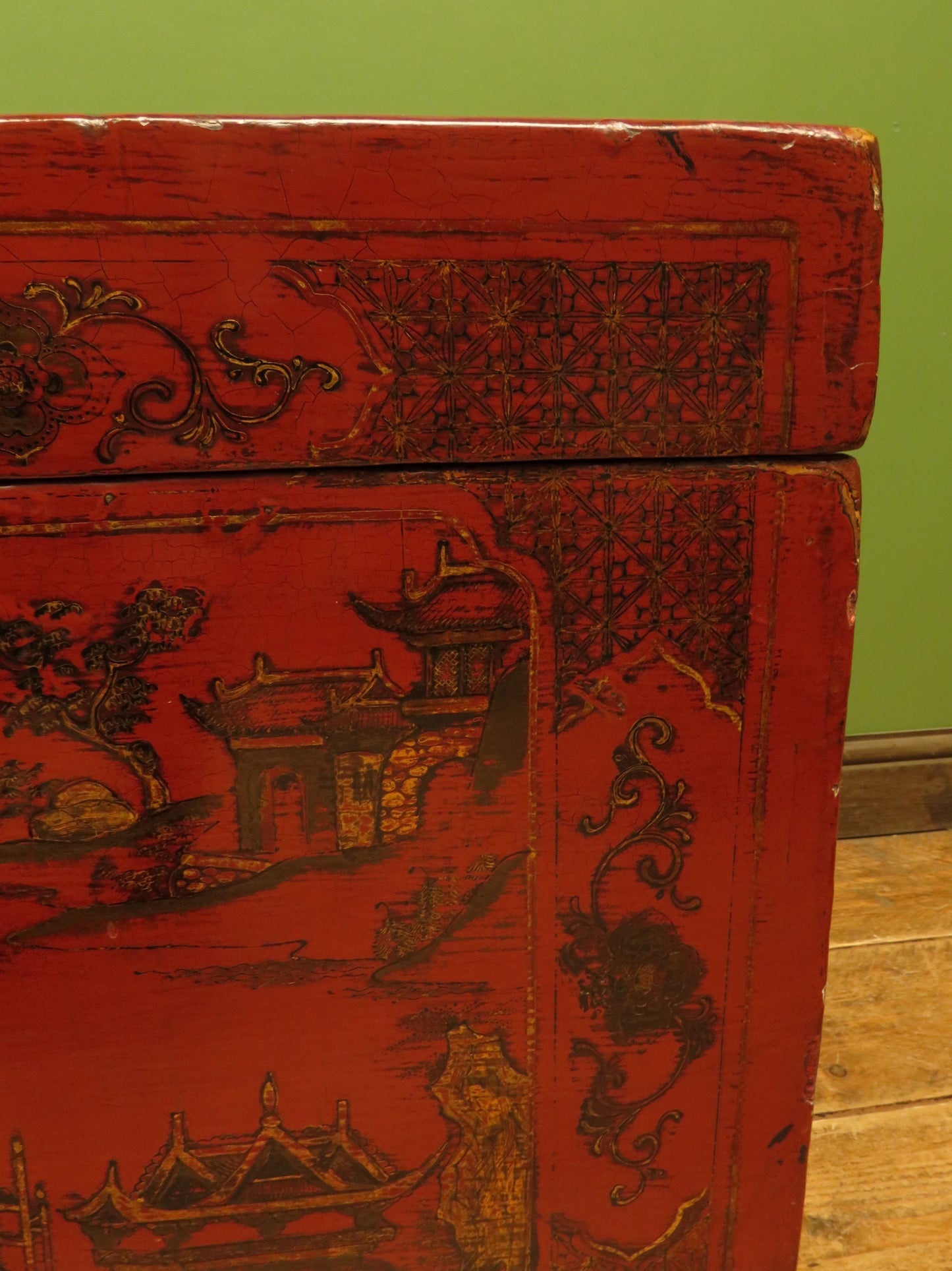 Early 20th Century Chinese Red Lacquered Blanket Chest