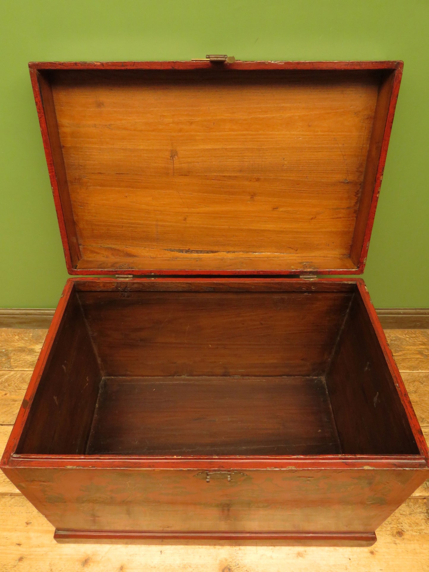 Early 20th Century Chinese Red Lacquered Blanket Chest