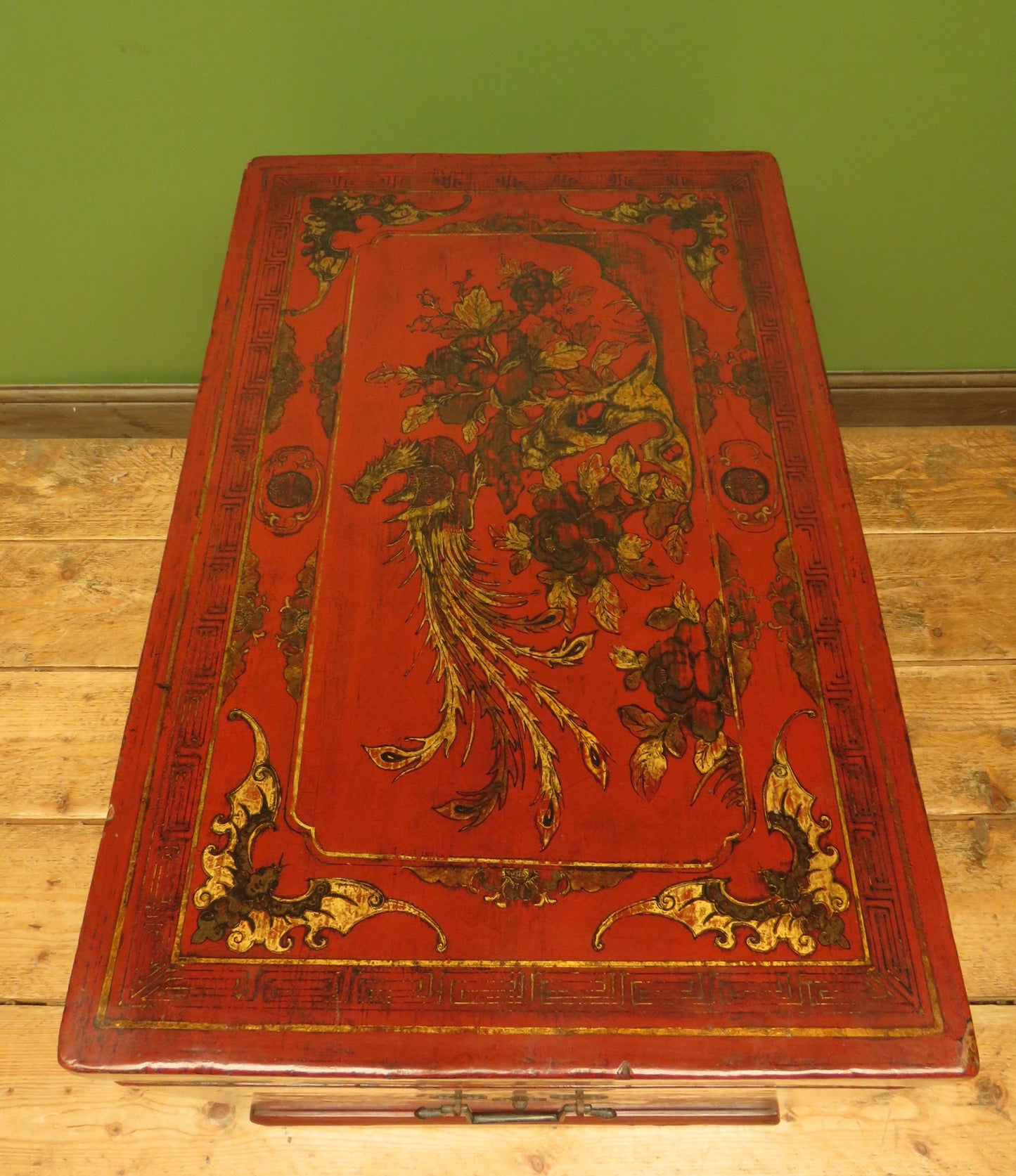 Early 20th Century Chinese Red Lacquered Blanket Chest