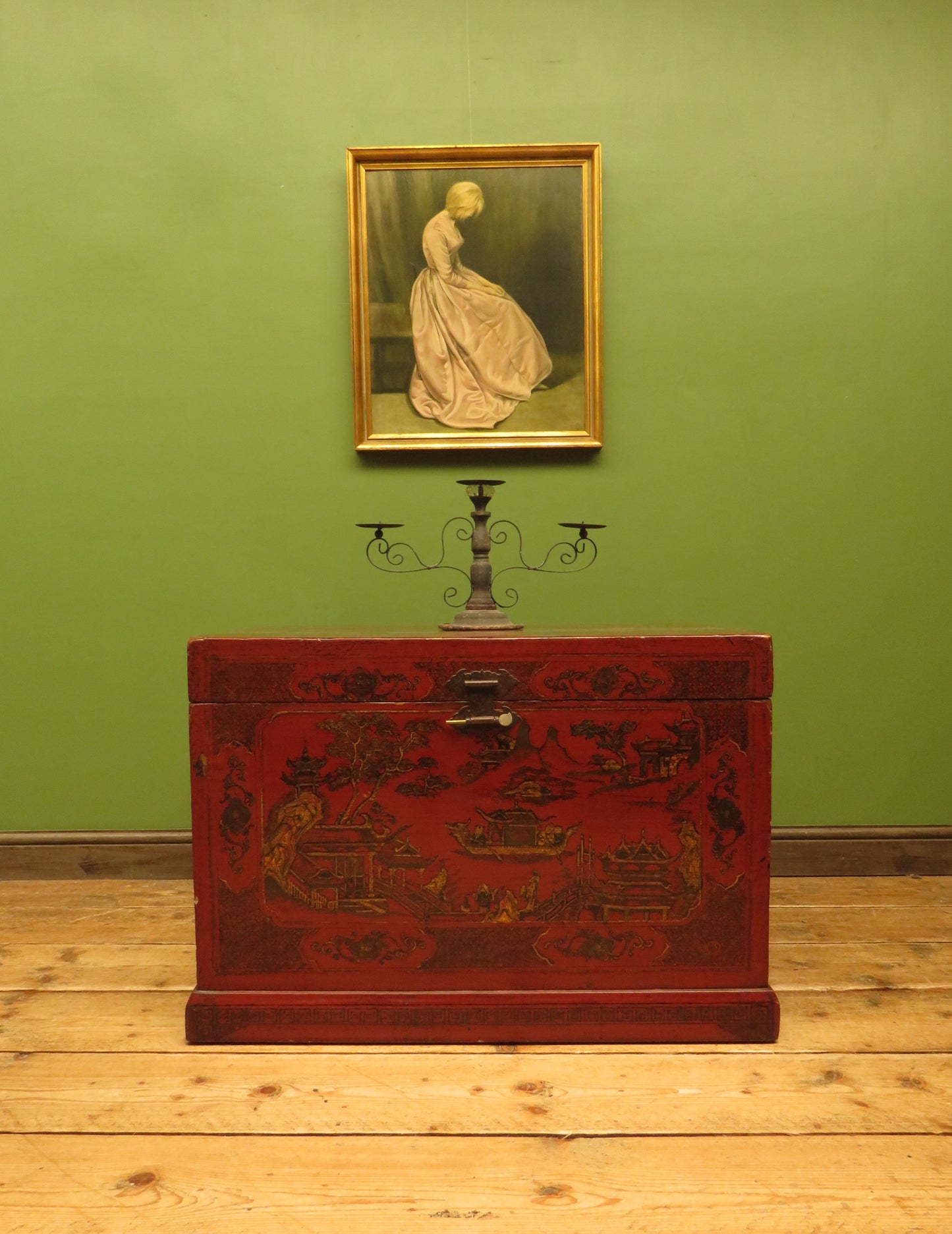 Early 20th Century Chinese Red Lacquered Blanket Chest