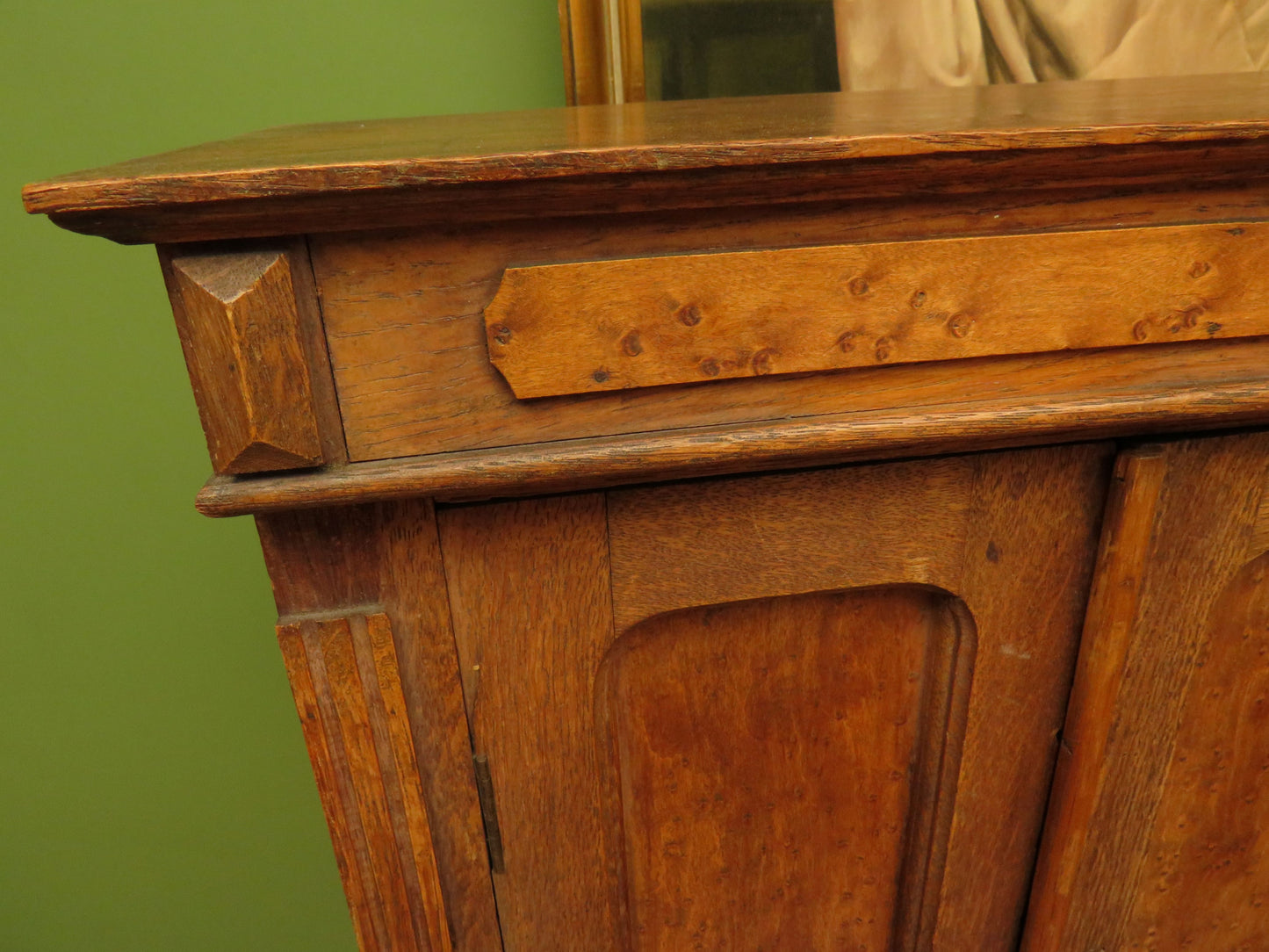 Antique Table top Cabinet in Oak and birds eye maple
