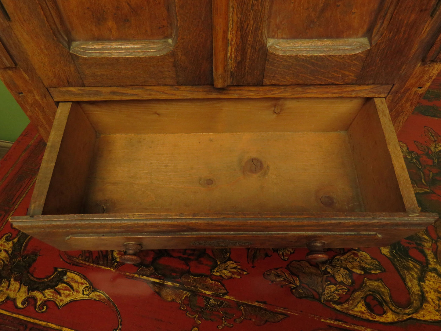 Antique Table top Cabinet in Oak and birds eye maple