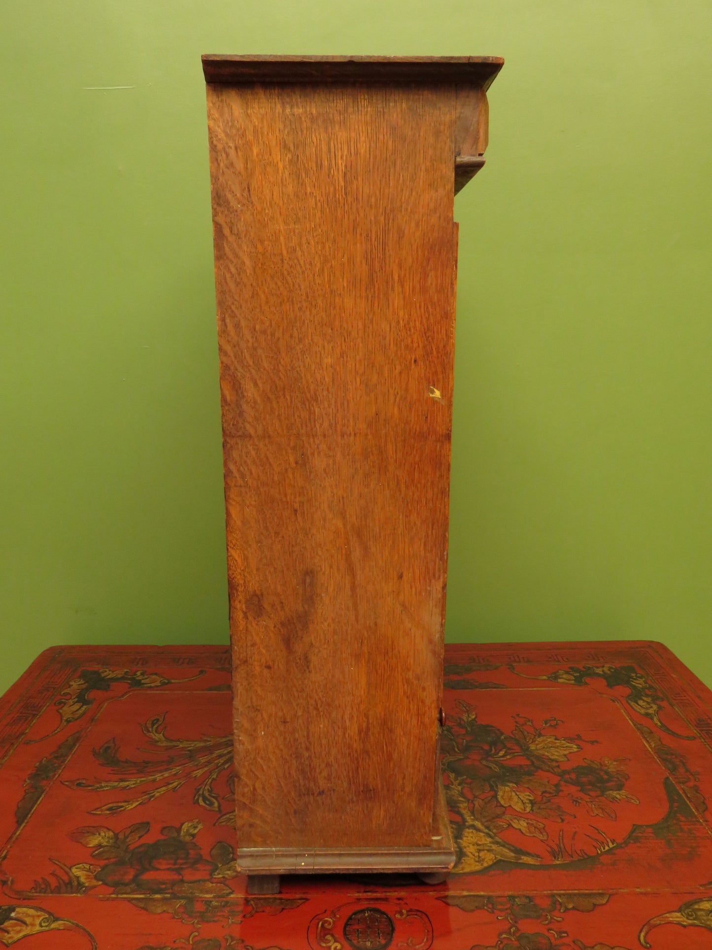 Antique Table top Cabinet in Oak and birds eye maple