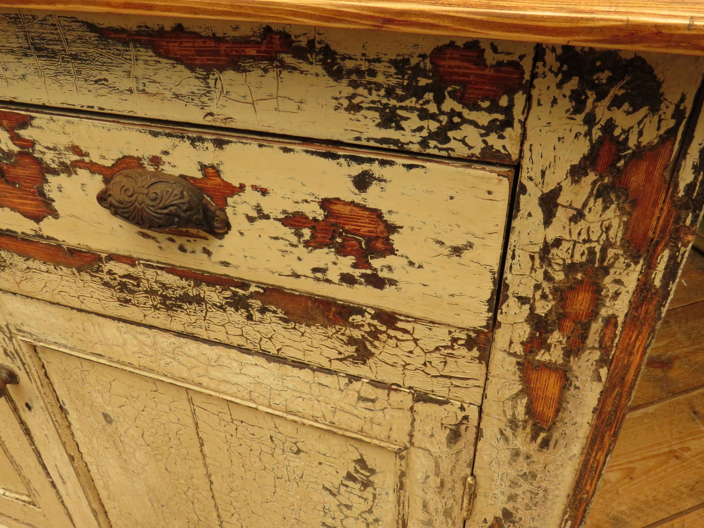 Old Pine Kitchen Dresser with Chippy Paint Finish