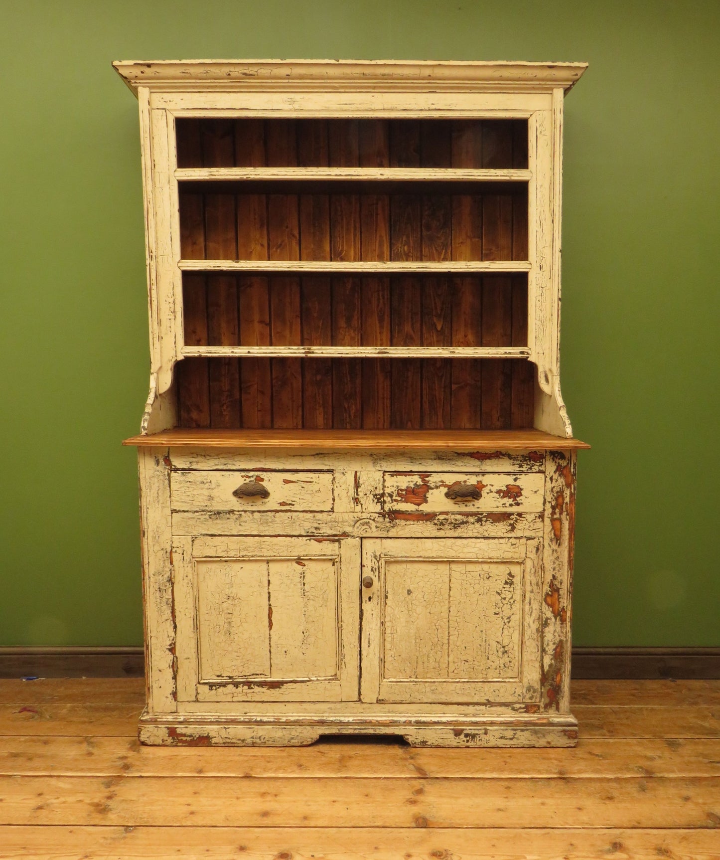 Old Pine Kitchen Dresser with Chippy Paint Finish