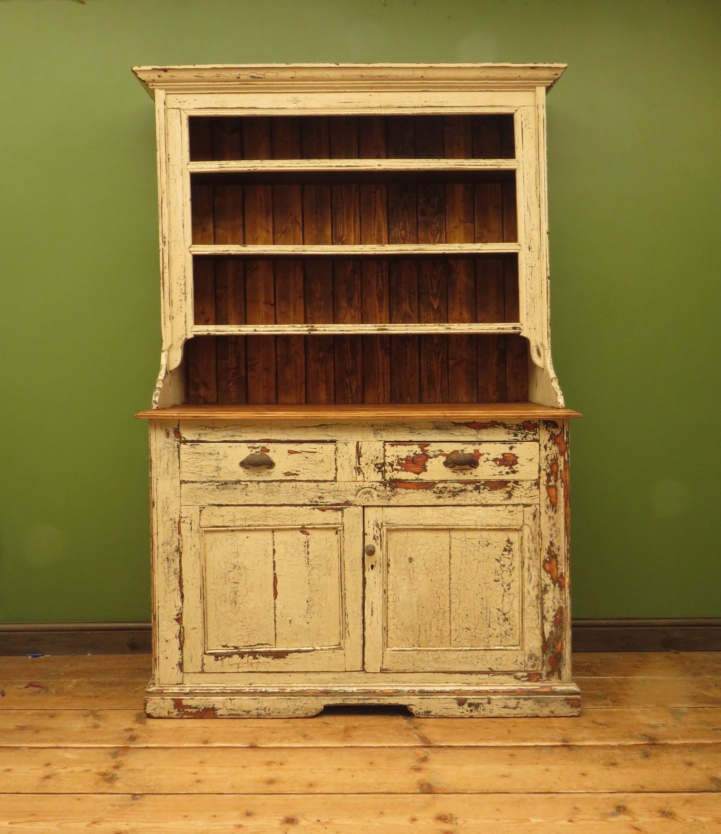 Old Pine Kitchen Dresser with Chippy Paint Finish